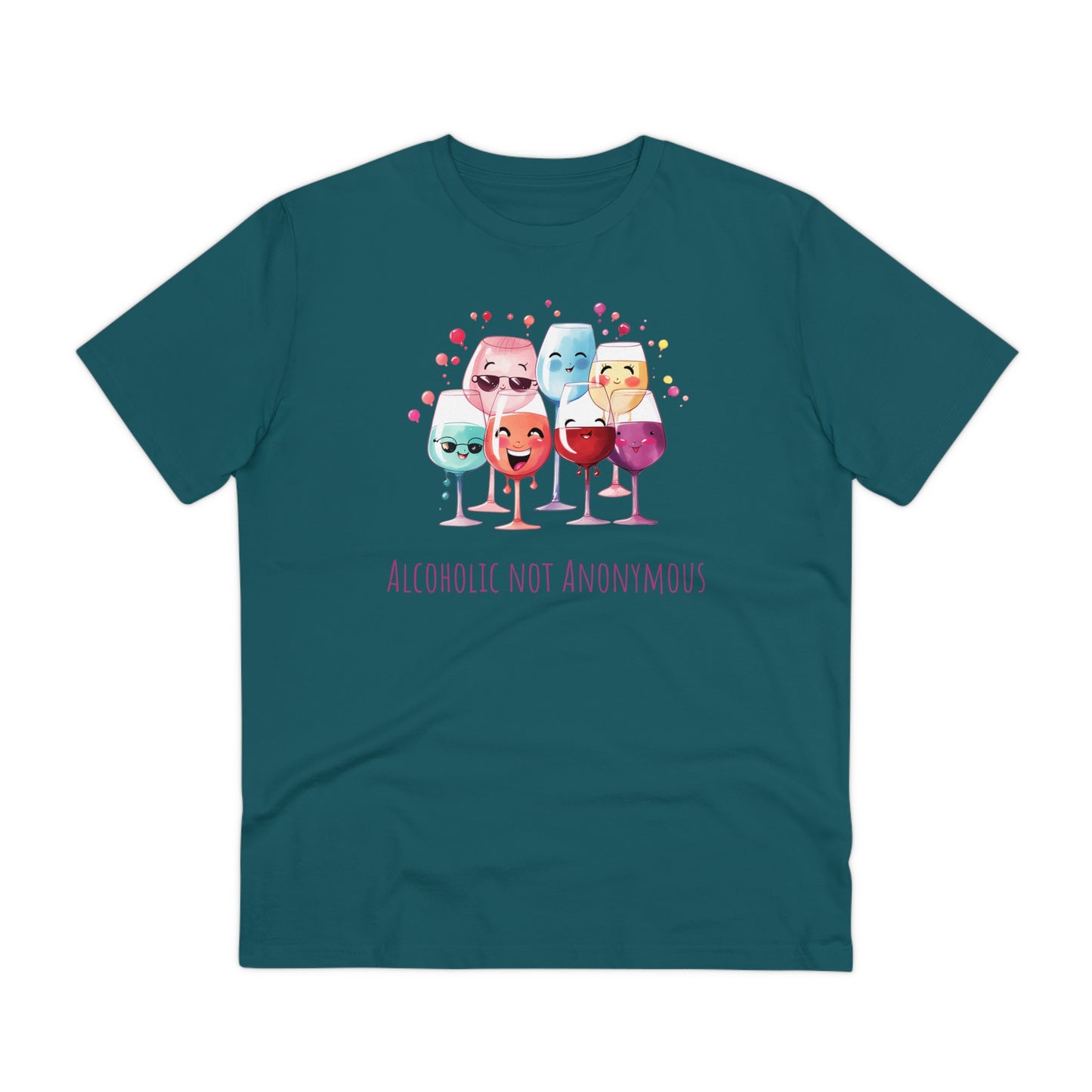 Eco-Friendly 'Alcoholic Not Anonymous' T-Shirt - Kawaii Wine Party Design, Unisex