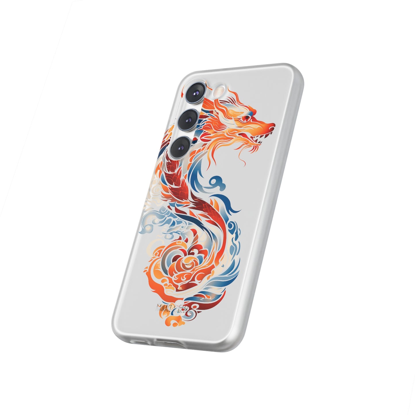 Elegant Chinese Ink Dragon Flexi Transparent Phone Case