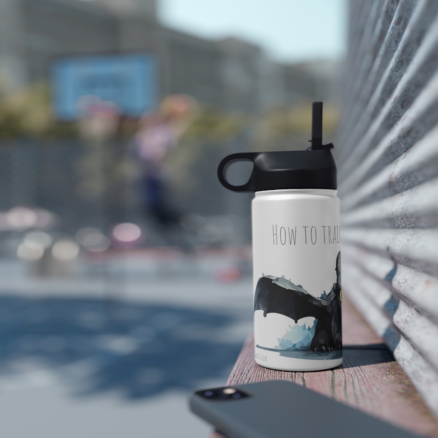 Geometric Toothless: Stainless Steel Dragon Trainer Bottle