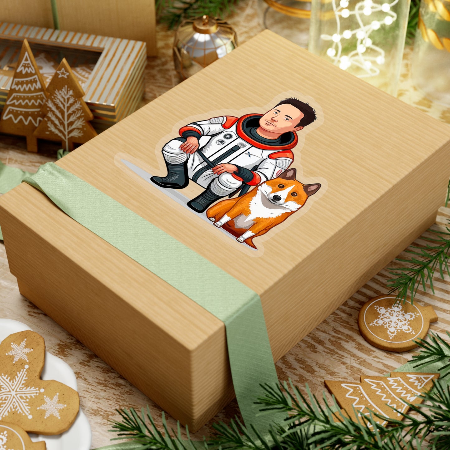 Elon Musk with Shiba Inu Sticker - Add Some Humor and Space to Your Tech
