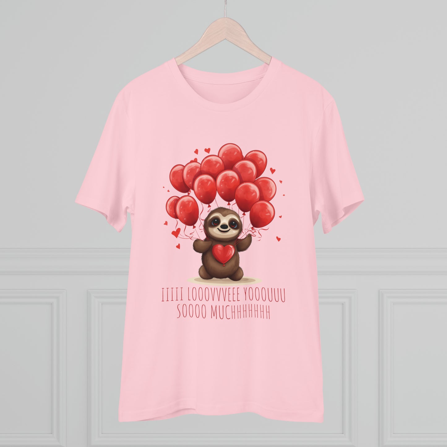 Sloth Love Balloon Tee - Eco-Friendly Slow Love Shirt - Valentine's Day Special