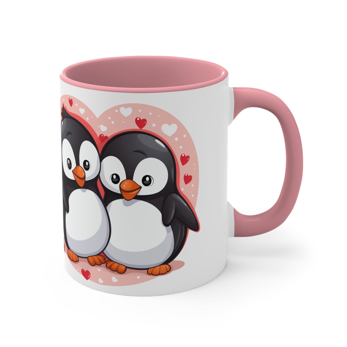 Penguin Love Mug - 11oz Bicolor 'Warm Your Heart' Cup - Valentine's Day