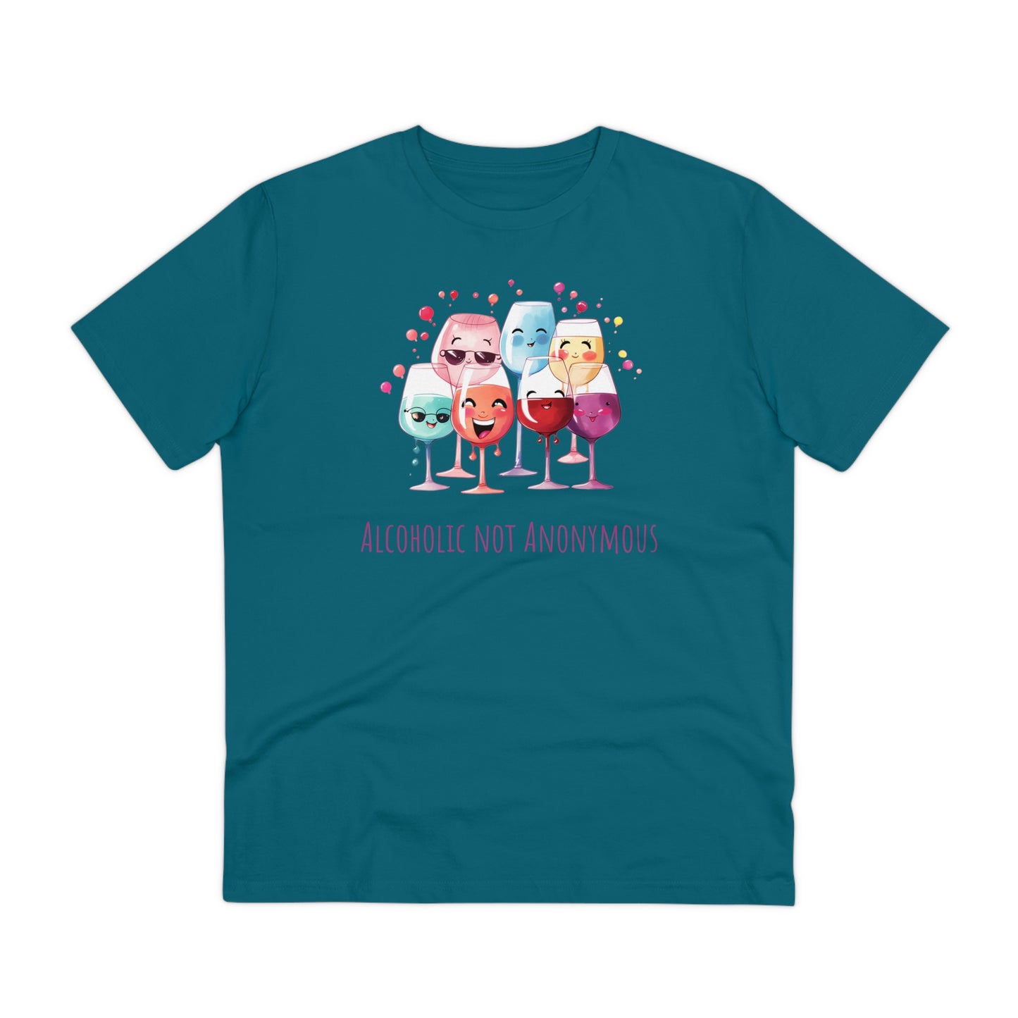 Eco-Friendly 'Alcoholic Not Anonymous' T-Shirt - Kawaii Wine Party Design, Unisex