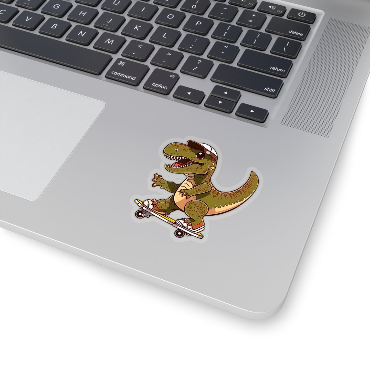 Kawaii T-Rex Skating Sticker - Add Some Cute and Fun Style to Your Tech