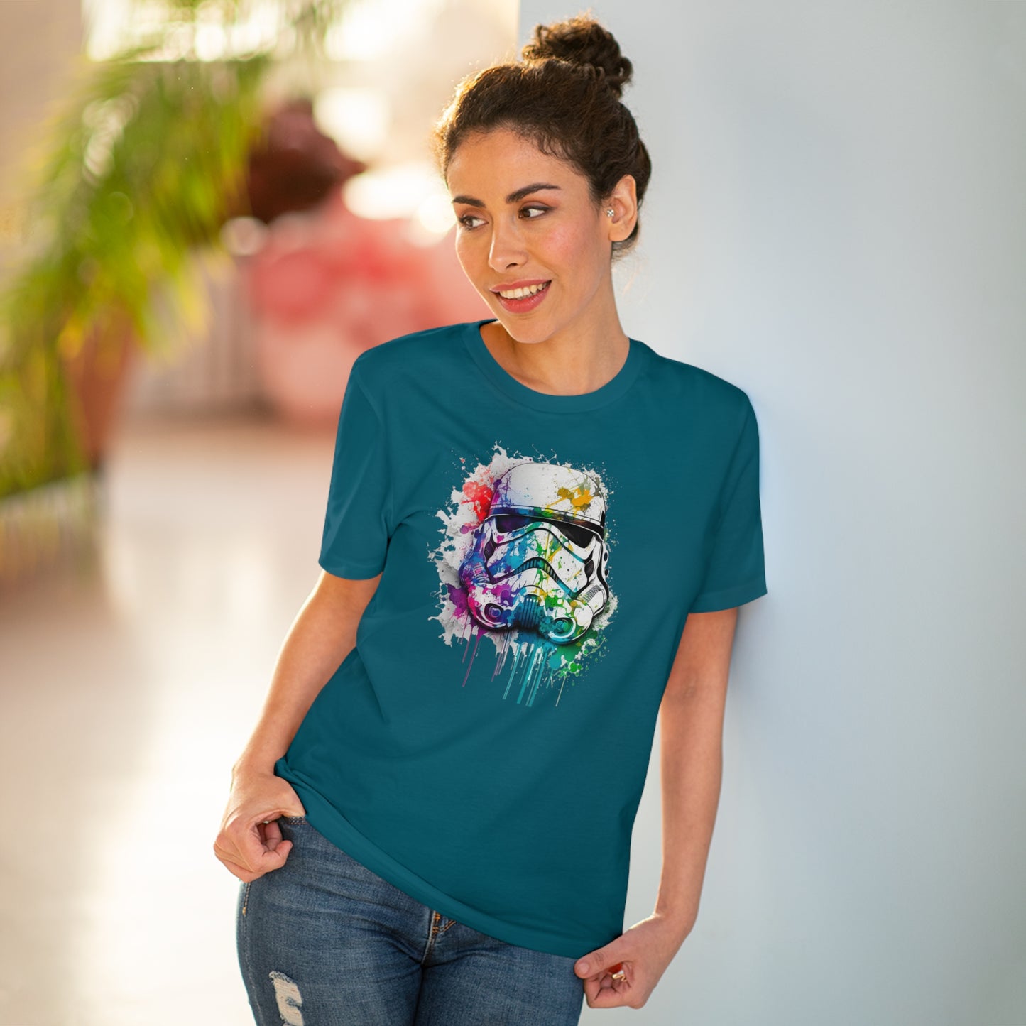 Storm Trooper in Watercolor Style Organic Unisex T-Shirt - Add Some Unique and Eco-Friendly Style to Your Wardrobe