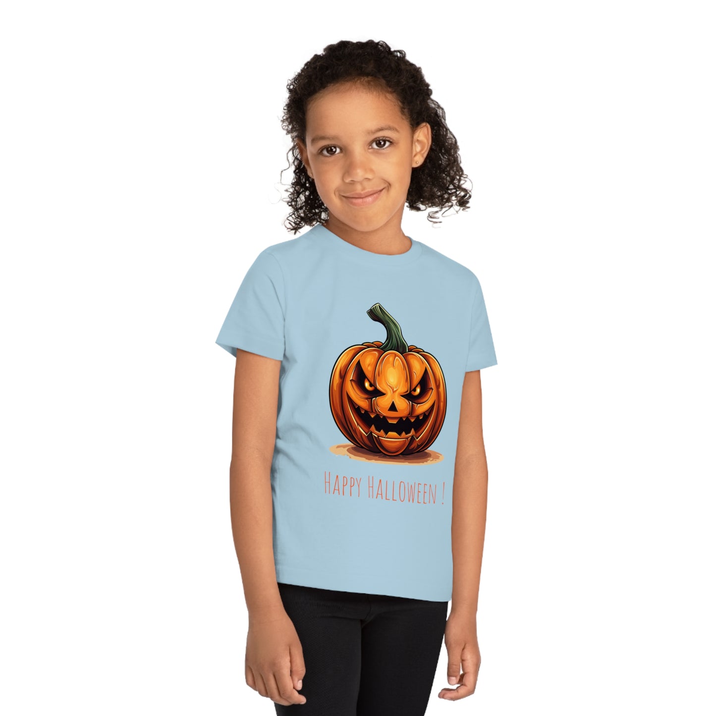 Happy Halloween Eco-Friendly Kids Tee: Scary Pumpkin Design