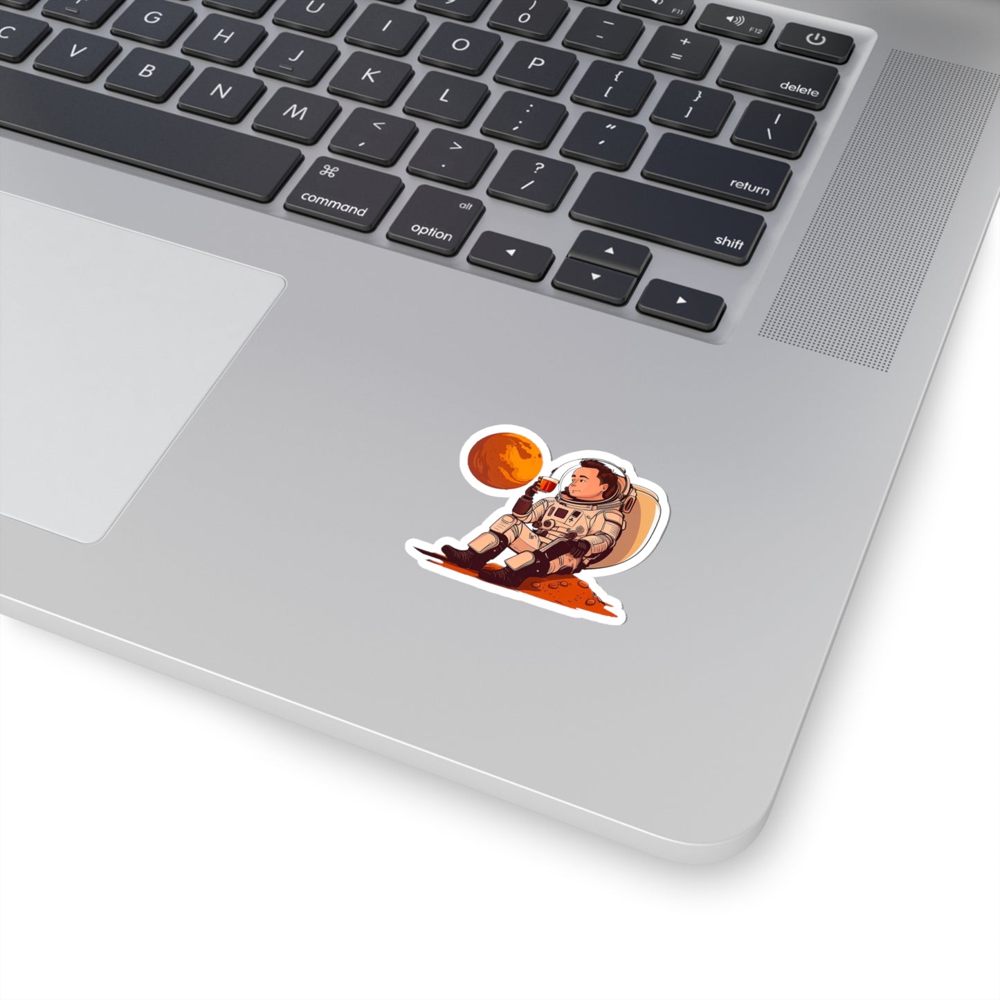 Elon Musk drinking his coffee on Mars Sticker - Add Some Humor and Space to Your Tech