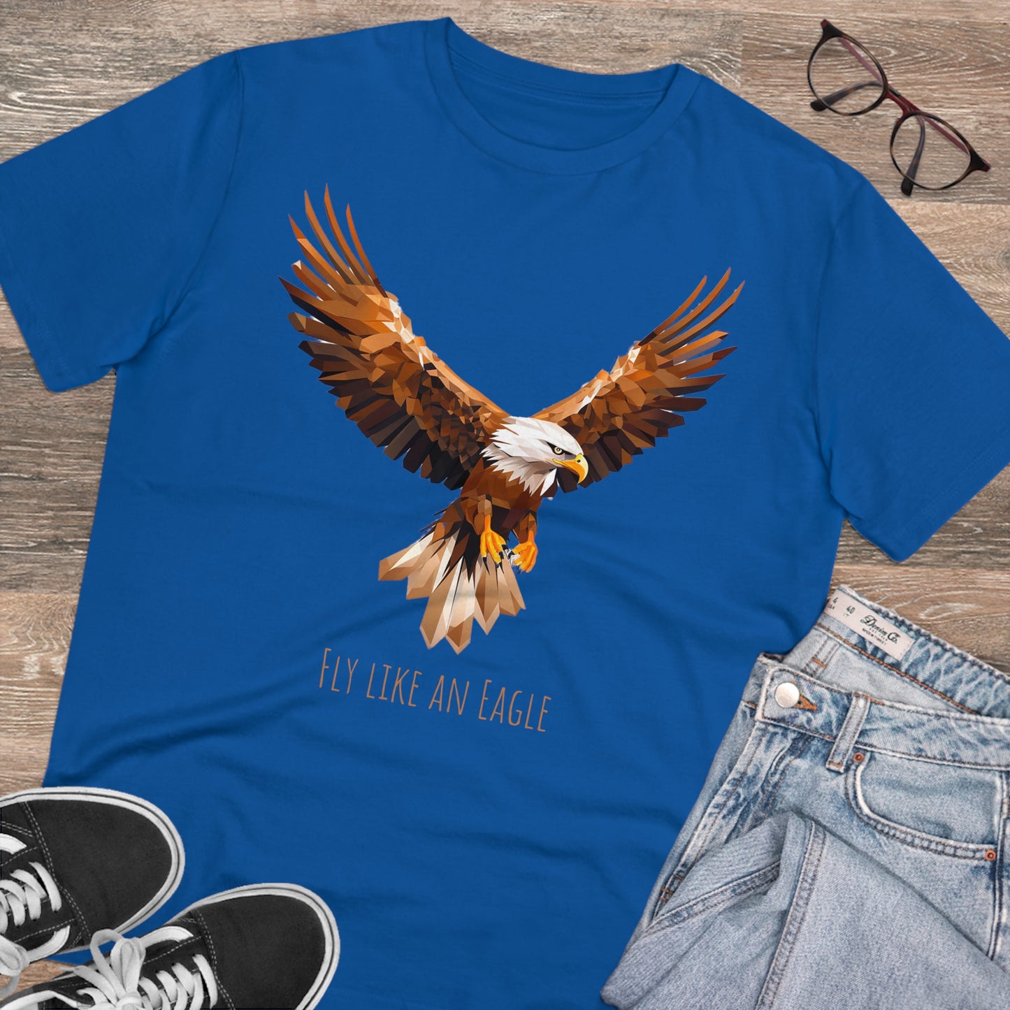 Eco-Friendly Geometric Eagle T-Shirt: "Fly Like An Eagle"