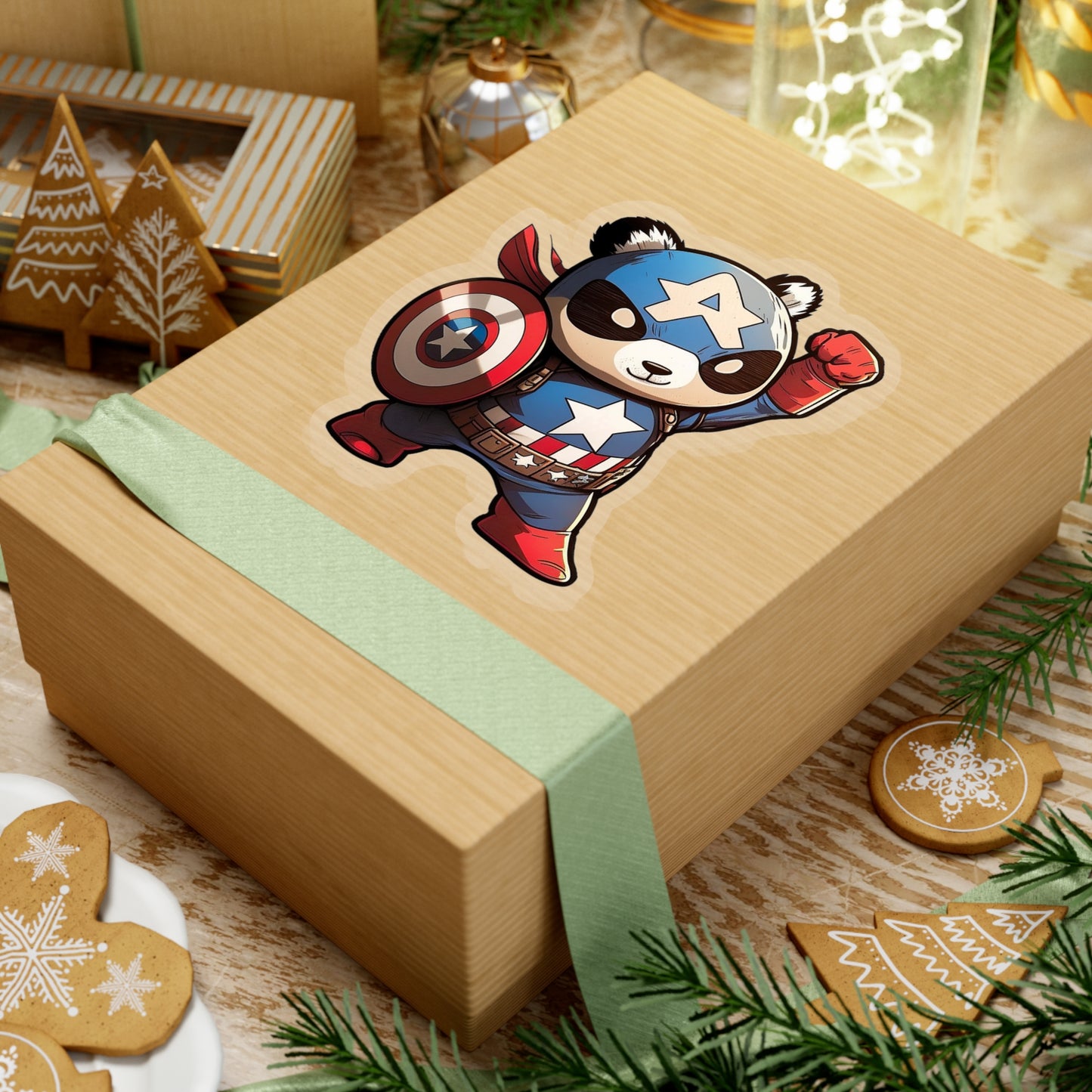 Heroic Captain America Panda Sticker - Ready to Defend Its Friends