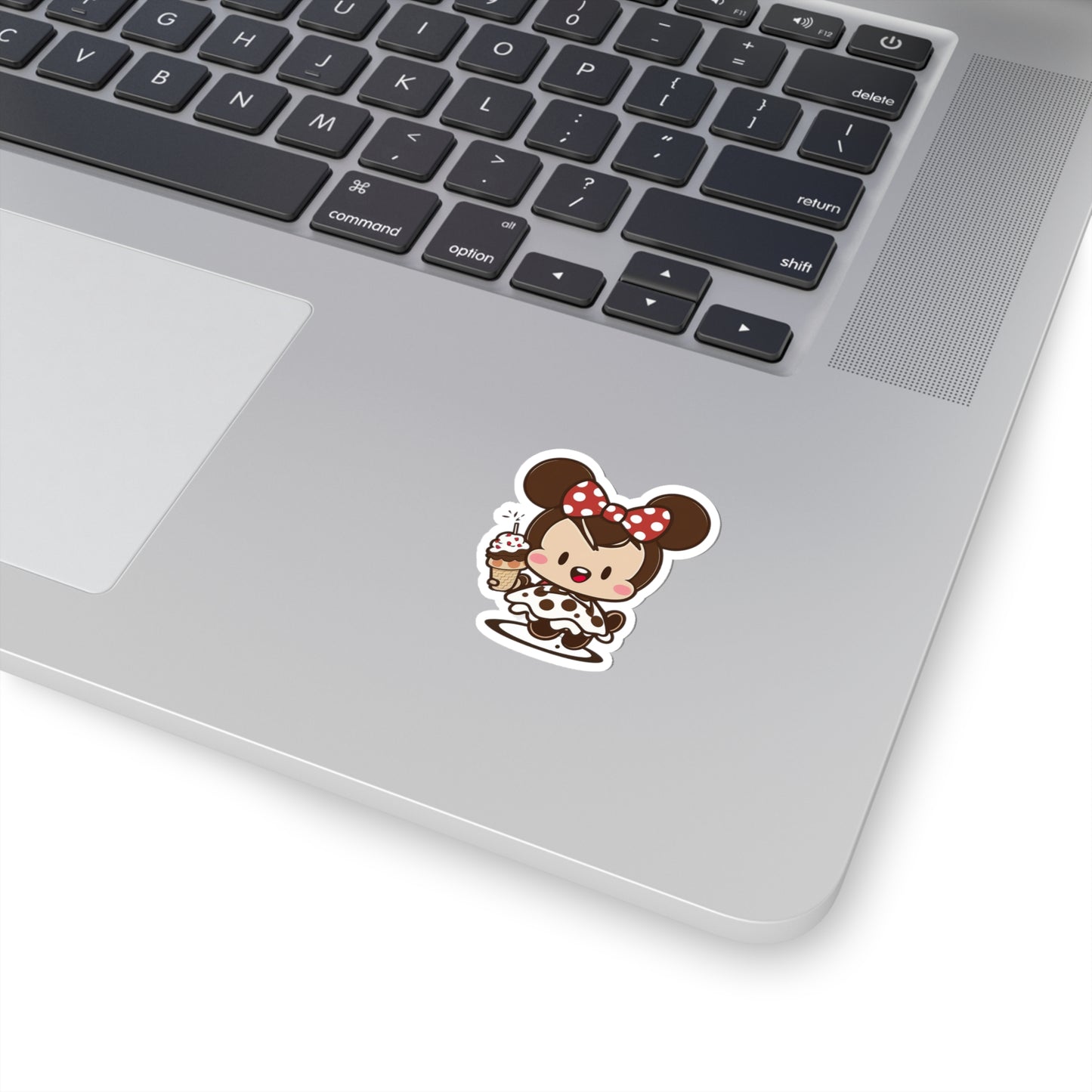 Kawaii Little Girl Eating an Ice Cream with Minnie Style Sticker - Add Some Adorable and Sweet Style to Your Tech