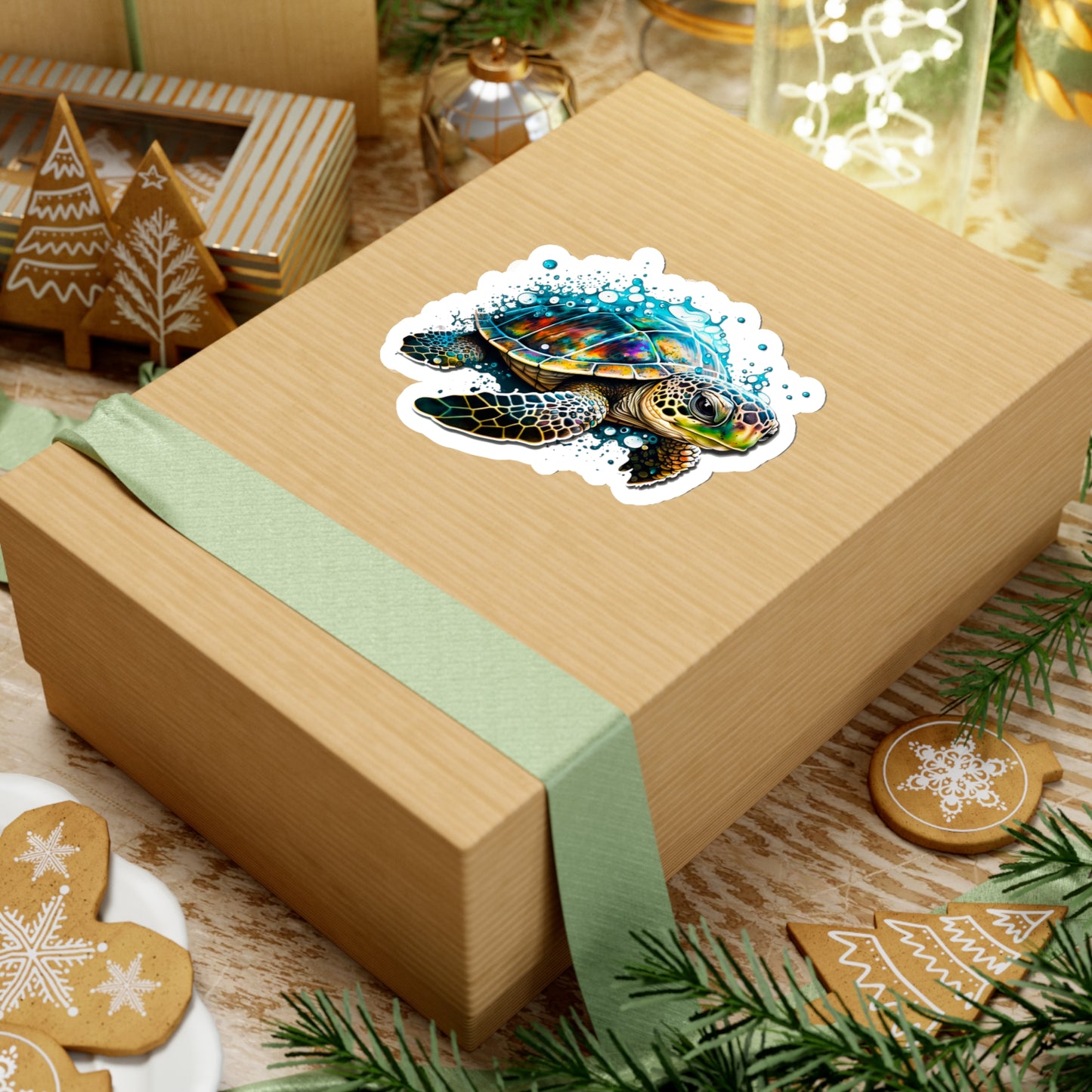 Colorful Sea Turtle Sticker - Add Some Pop-Art and Watercolor Style to Your Tech