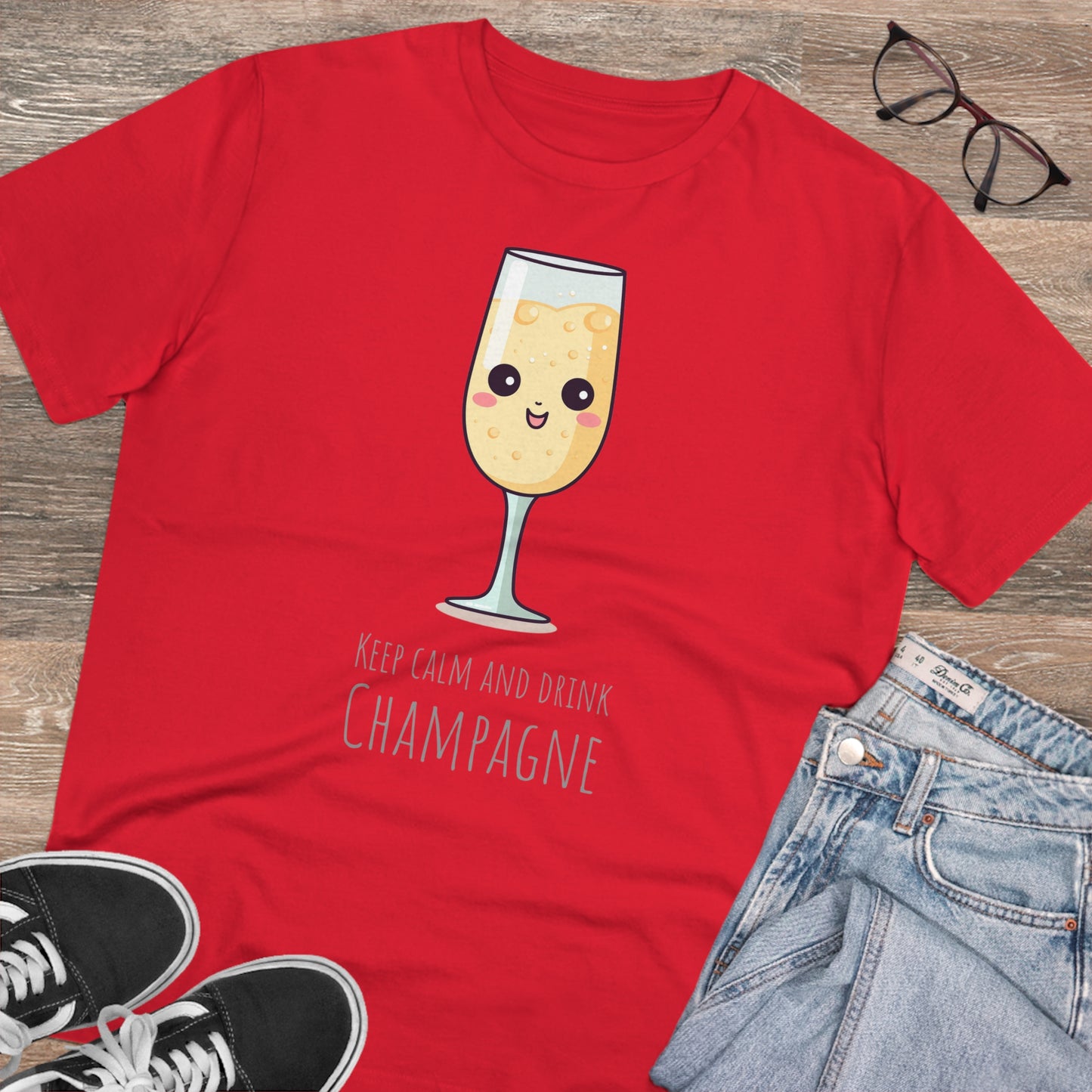 Keep Calm and Drink Champagne T-Shirt - Eco-Friendly Design