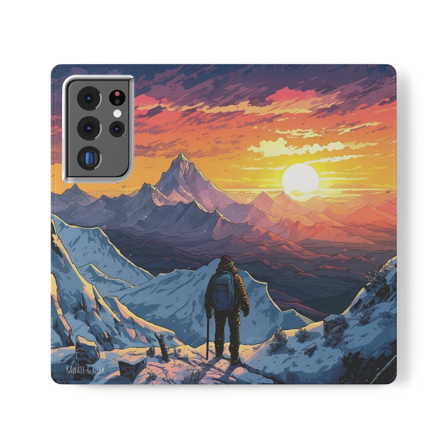 Snowy Mountain Landscape Sunset Flip Phone Case - Embrace the Beauty of Nature on Your Device