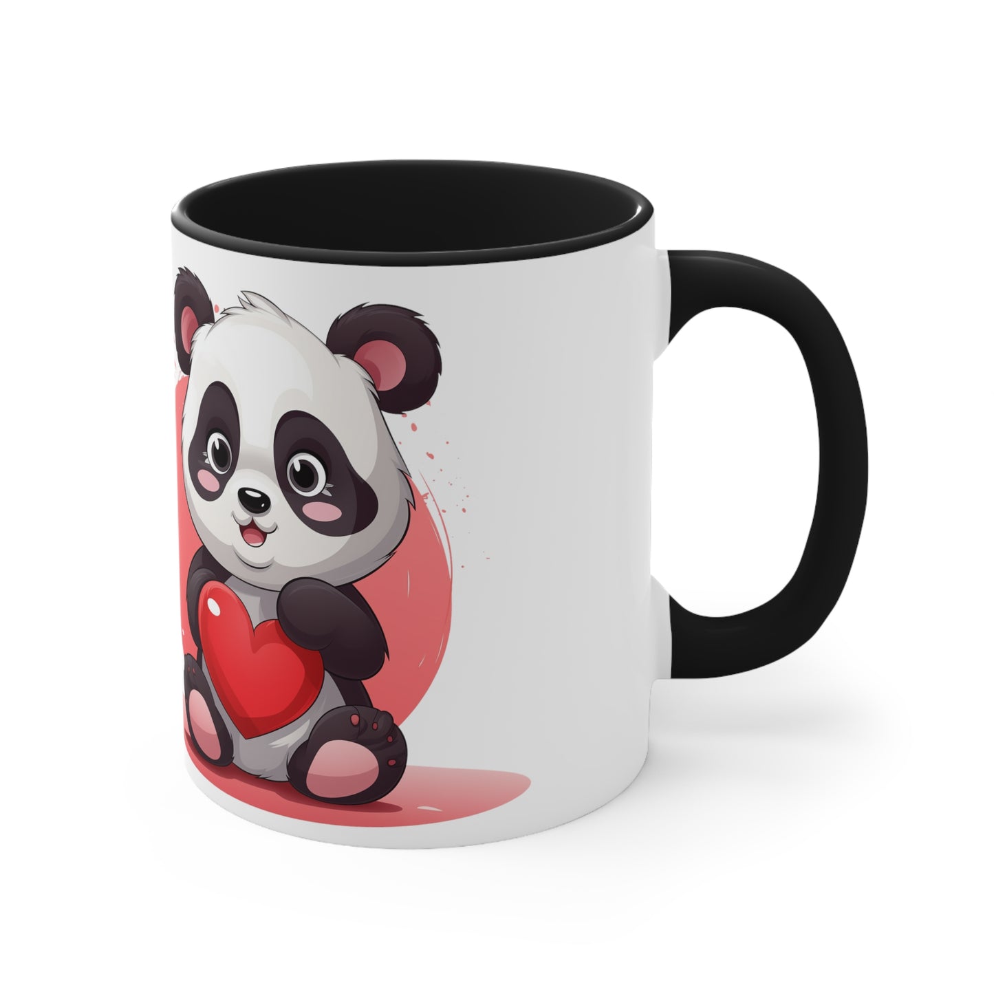 Panda Heart Mug - 11oz Bicolor 'My Heart to You' Cup - Valentine's Day