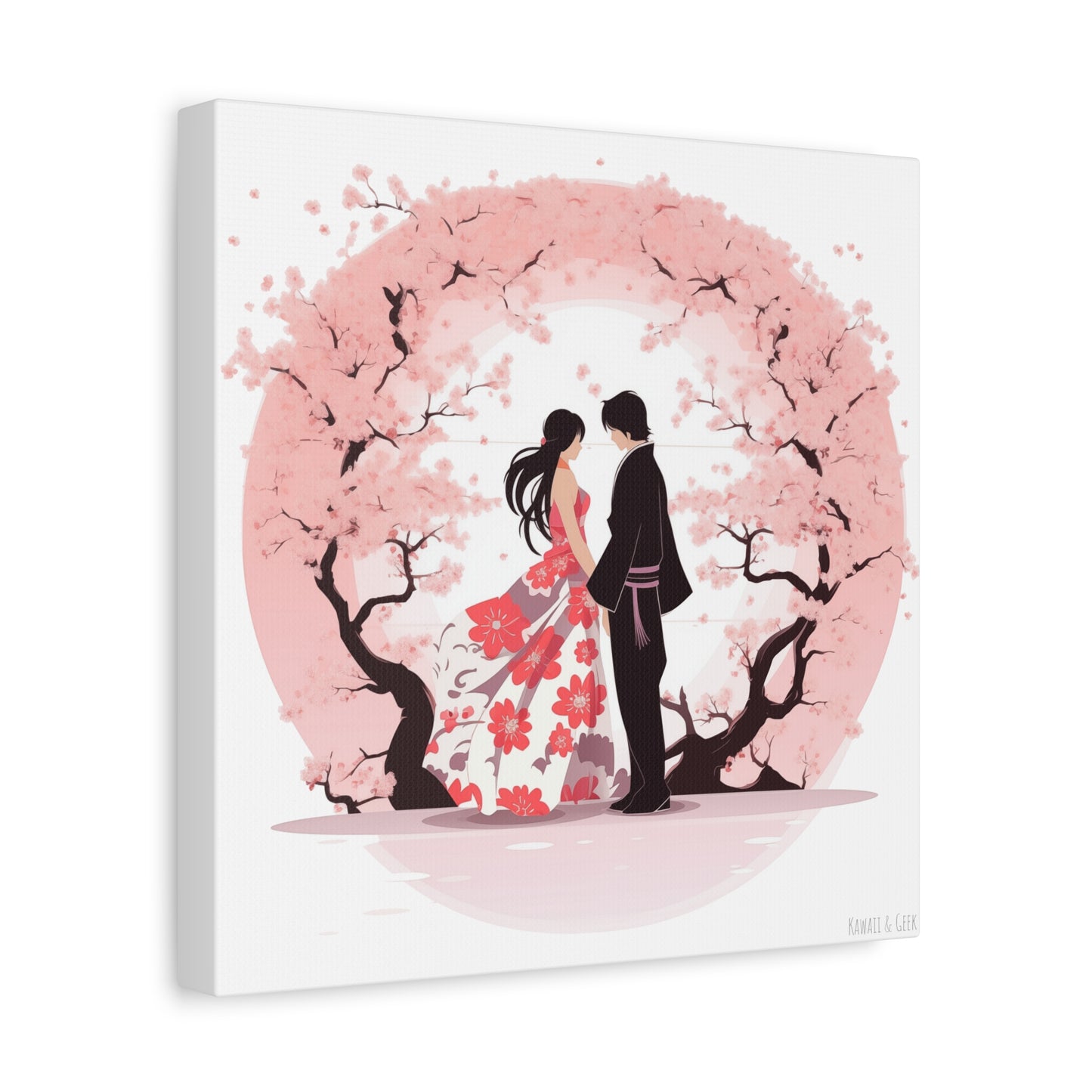 Cherry Blossom Love Canvas - Japanese Couple Art - Valentine's Day special