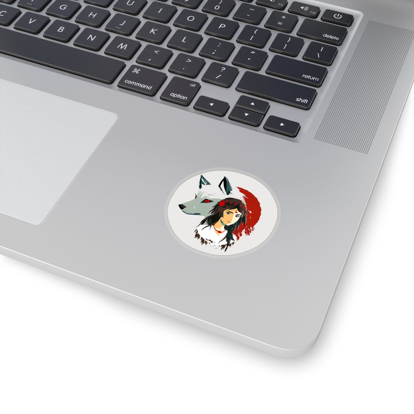 Princess Mononoke and Her Wolf Sticker - Add Some Unique and Striking Style to Your Tech