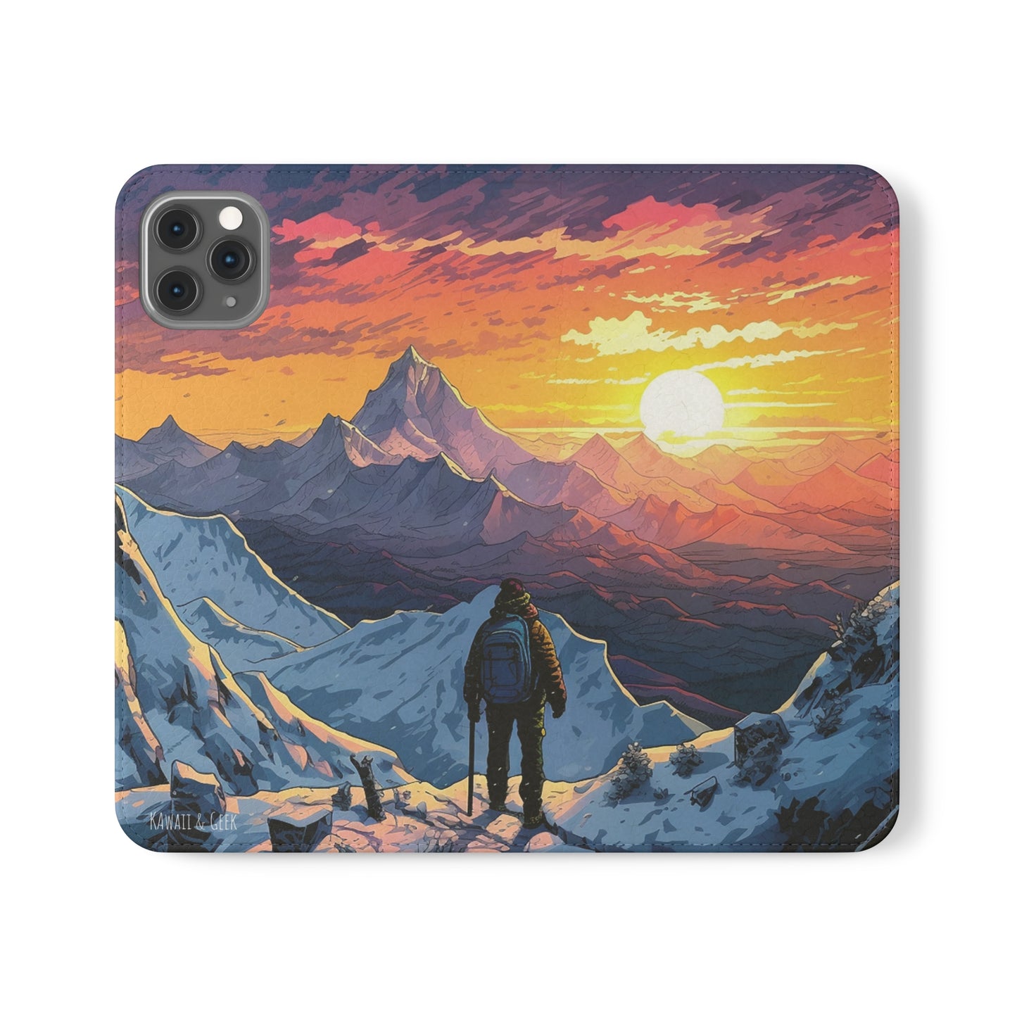 Snowy Mountain Landscape Sunset Flip Phone Case - Embrace the Beauty of Nature on Your Device