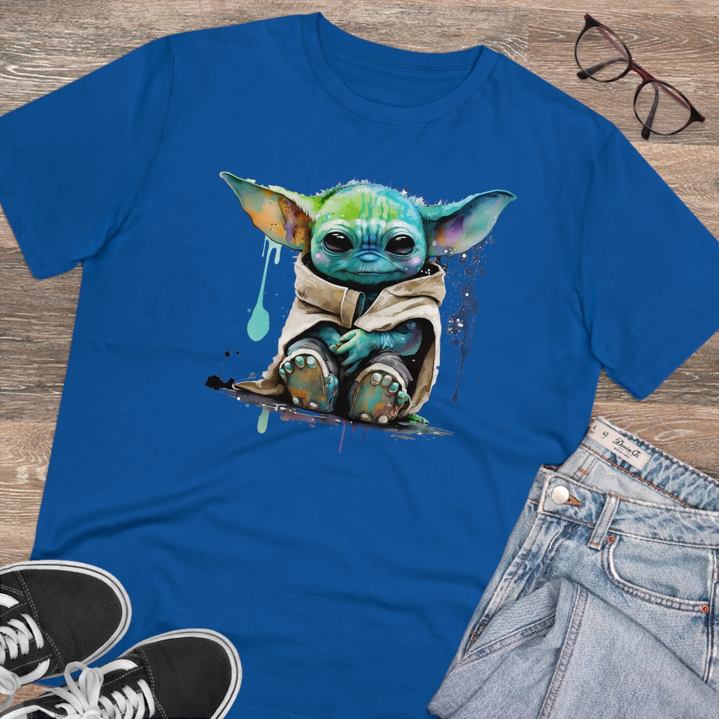 Baby Yoda in Watercolor Style Organic Unisex T-Shirt - Add Some Cute and Eco-Friendly Style to Your Wardrobe