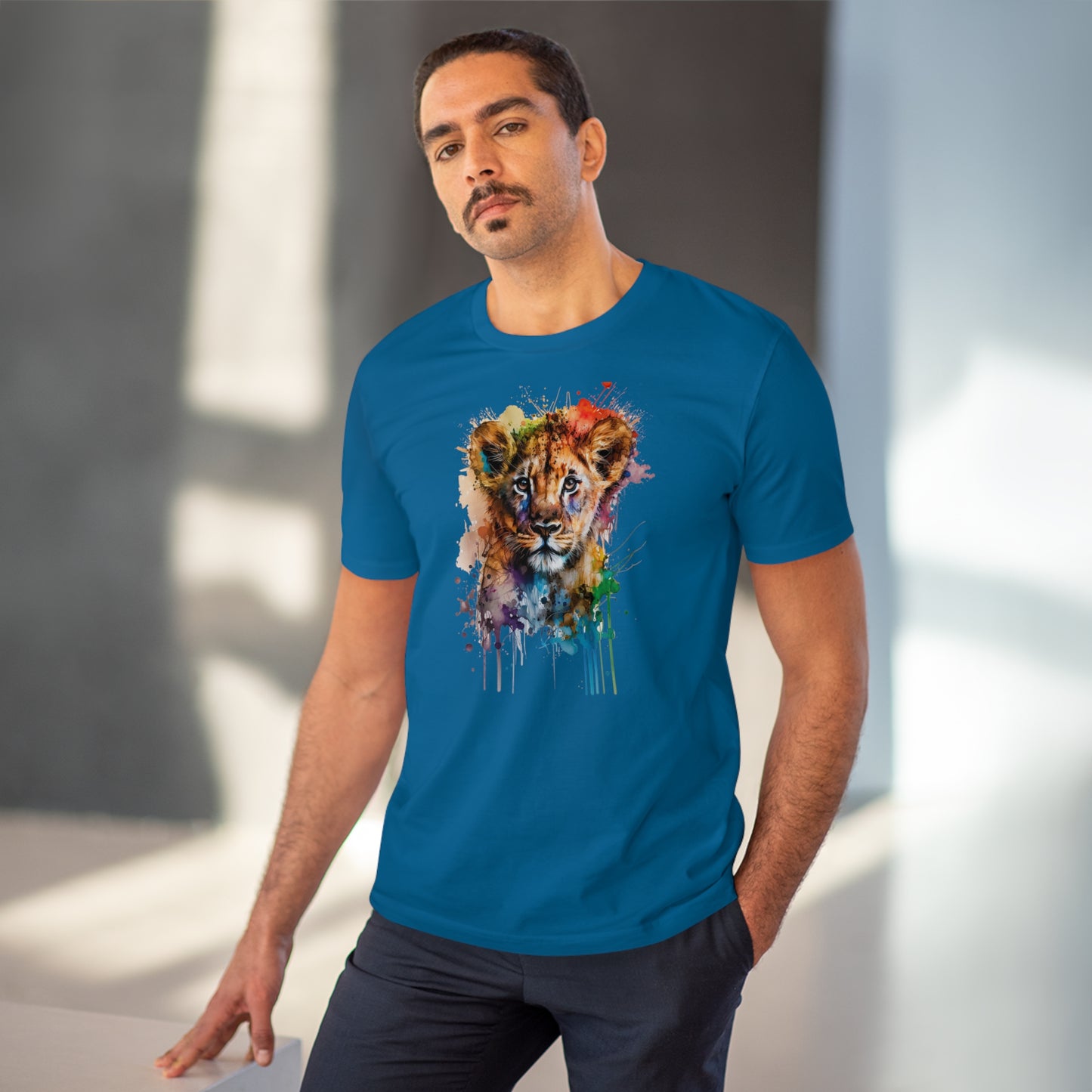 Cute Lion Cub in Watercolor Style Organic Unisex T-Shirt - Add Some Adorable and Eco-Friendly Style to Your Wardrobe