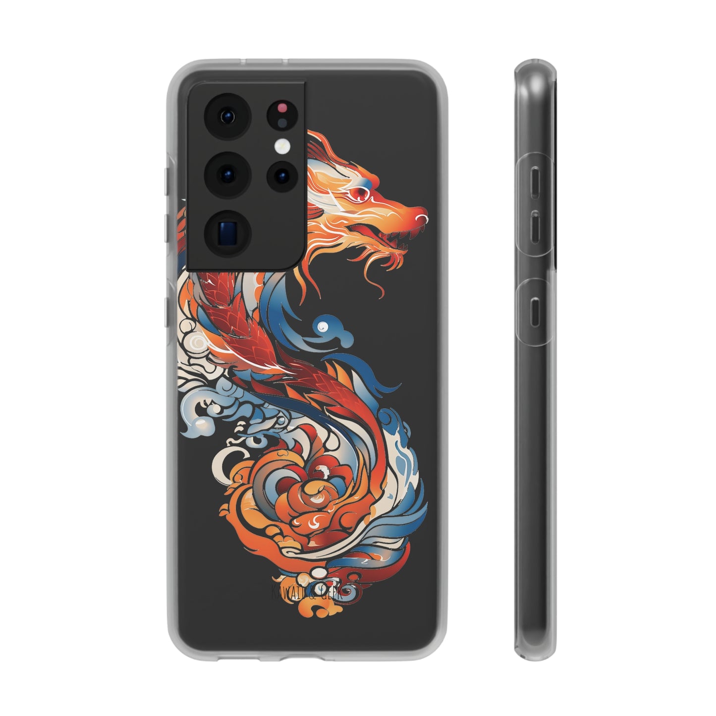 Elegant Chinese Ink Dragon Flexi Transparent Phone Case
