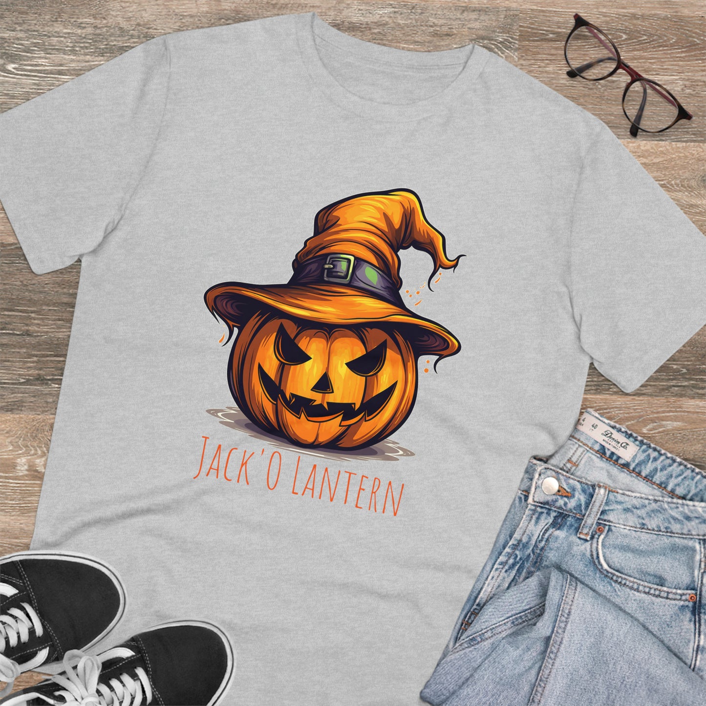 Eco-friendly Jack O Lantern Tee: Funny Pumpkin Halloween Sorcerer Edition