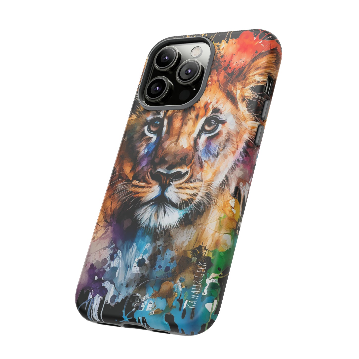 Watercolor Lion Cub Tough Phone Case - iPhone 15 compatible