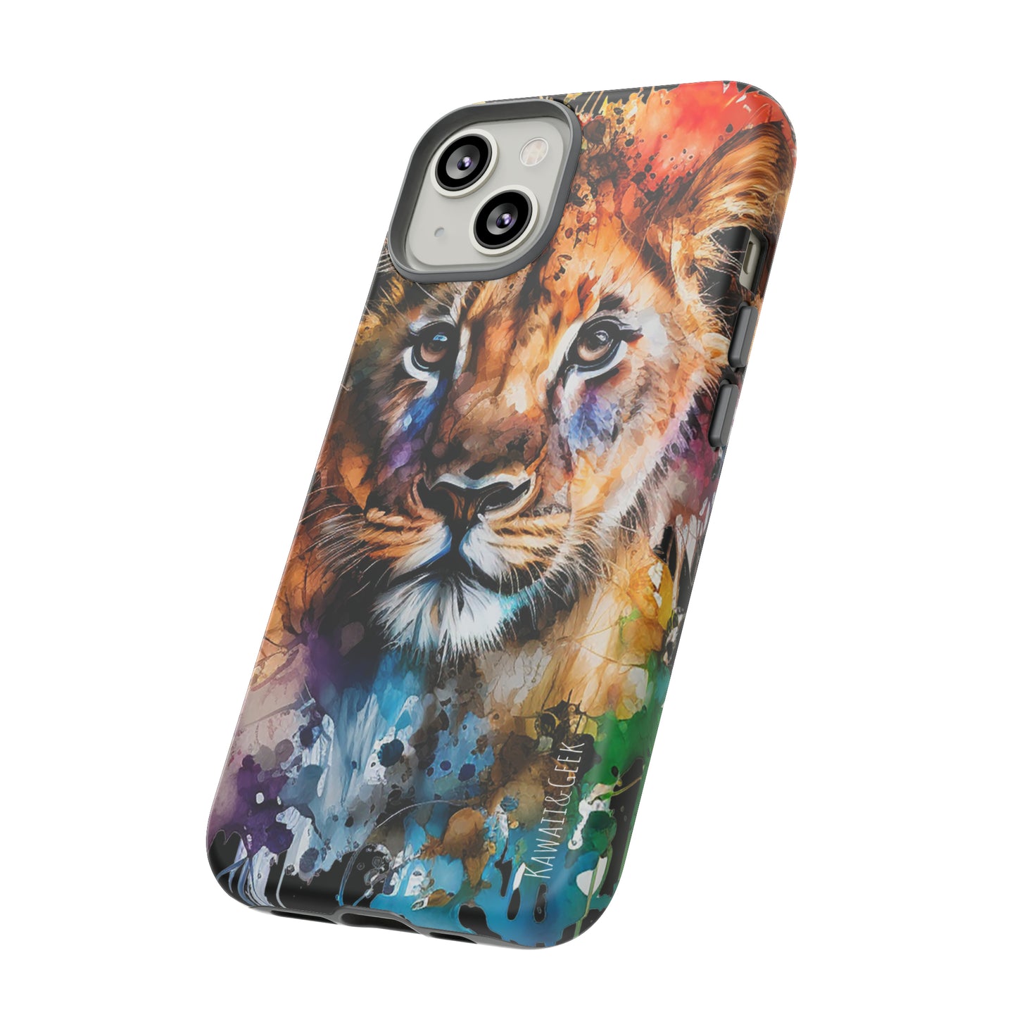 Watercolor Lion Cub Tough Phone Case - iPhone 15 compatible