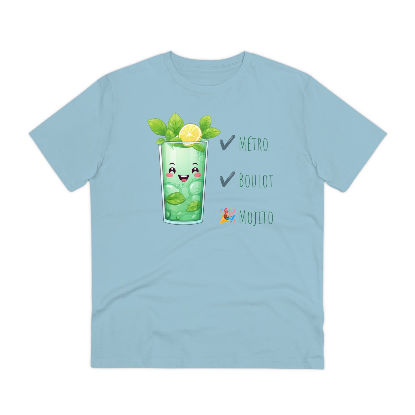 Métro, Boulot, Mojito T-Shirt - Cute Smiling Mojito Glass Design