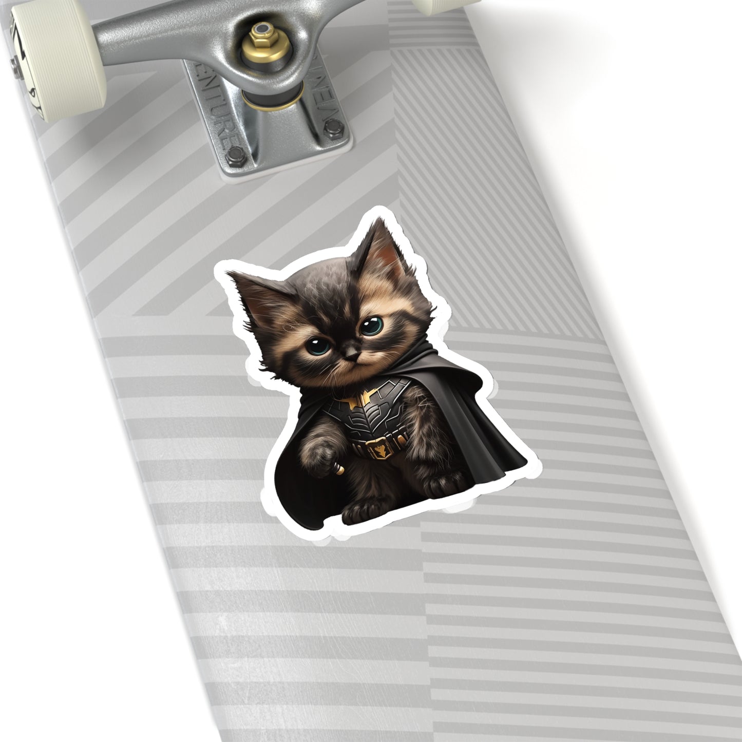 Cute and Fluffy Batcat Kitten Sticker - Ready to Take on the Bad Guys