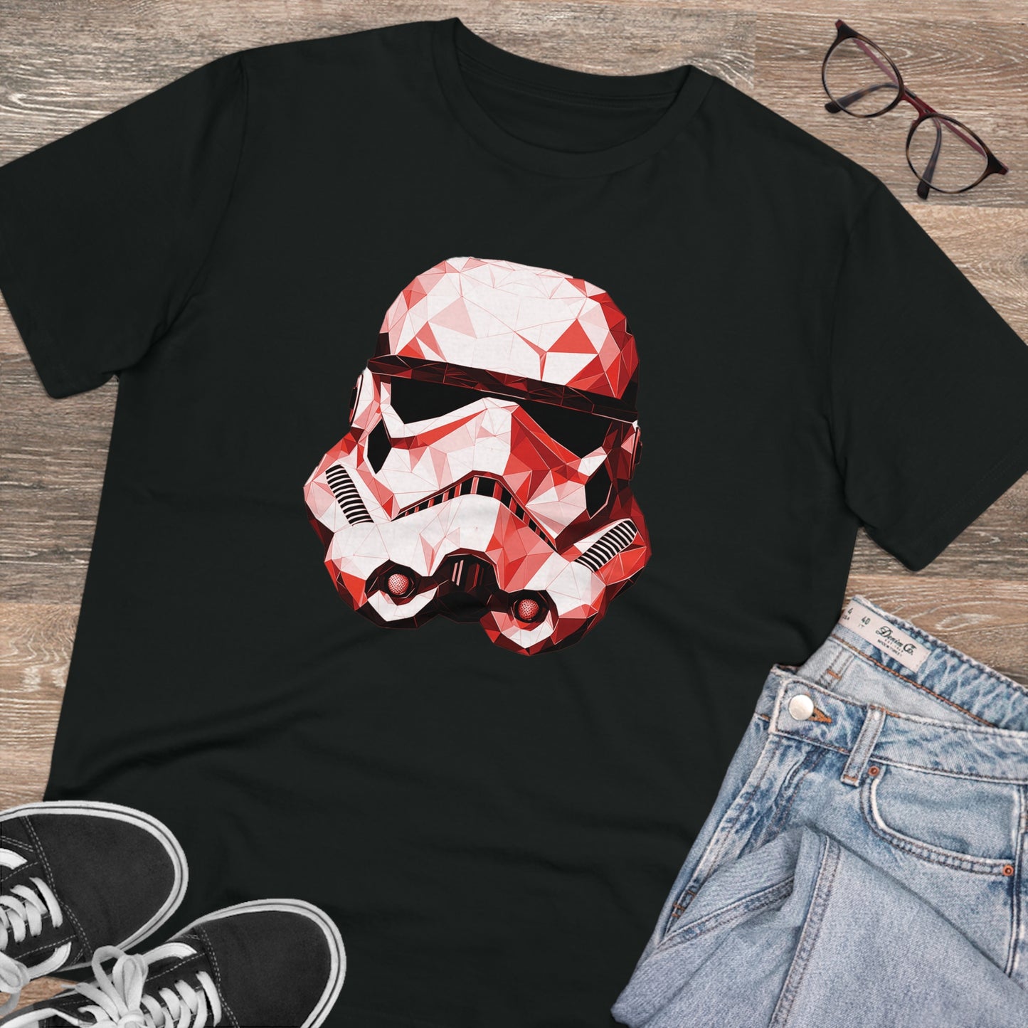 Stormtrooper Polygonal T-Shirt - Red Edition - Embrace Galactic Precision - Star Wars