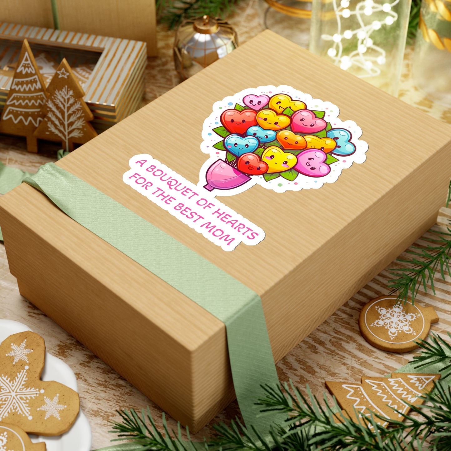 A Bouquet of Hearts for the Best Mom Sticker - Celebrate Mother's Day with Love and Appreciation