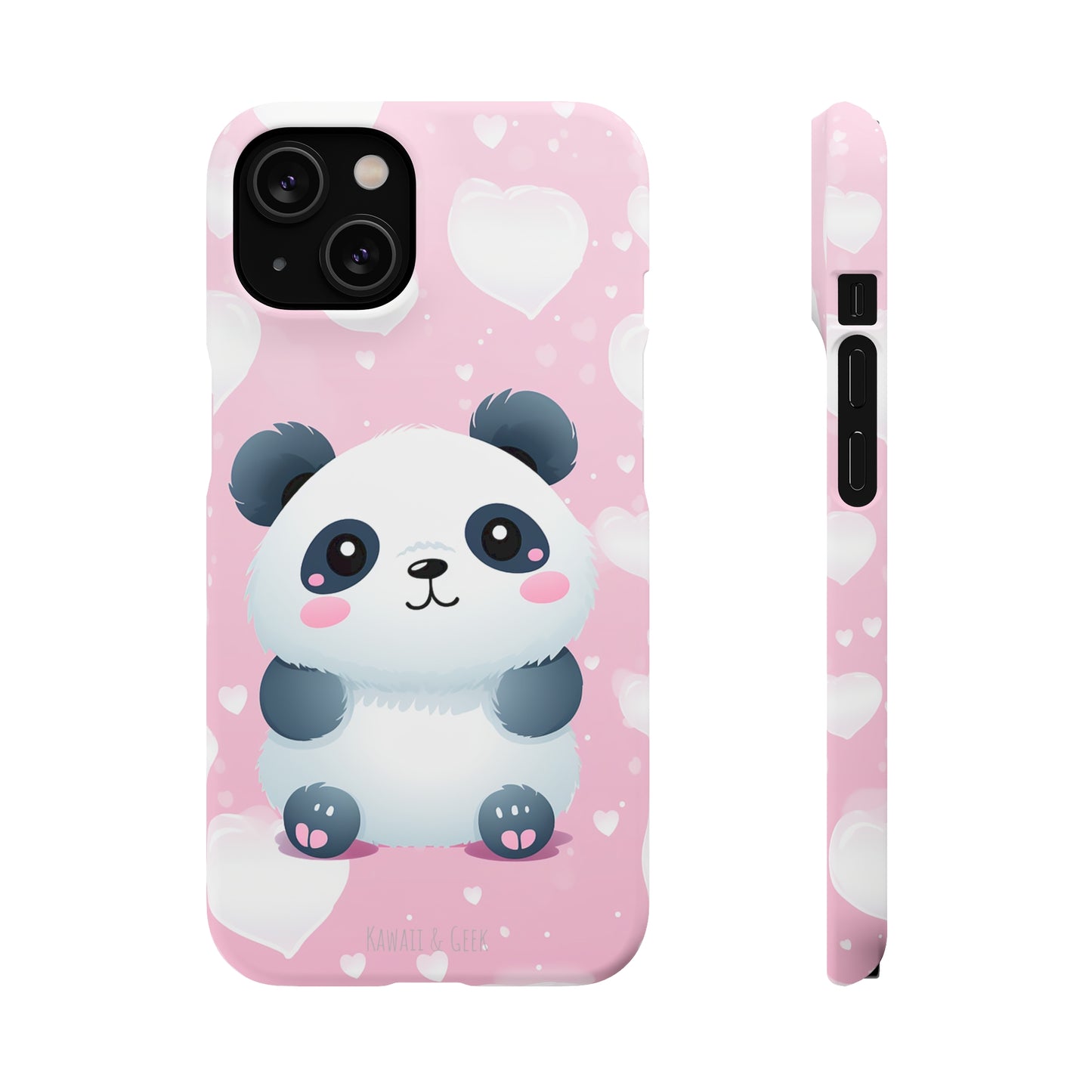 Cute Panda & Hearts Premium Phone Case