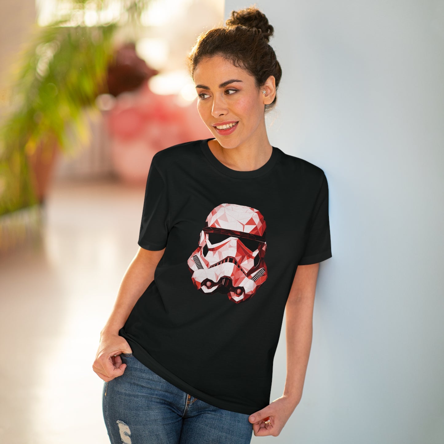 Stormtrooper Polygonal T-Shirt - Red Edition - Embrace Galactic Precision - Star Wars