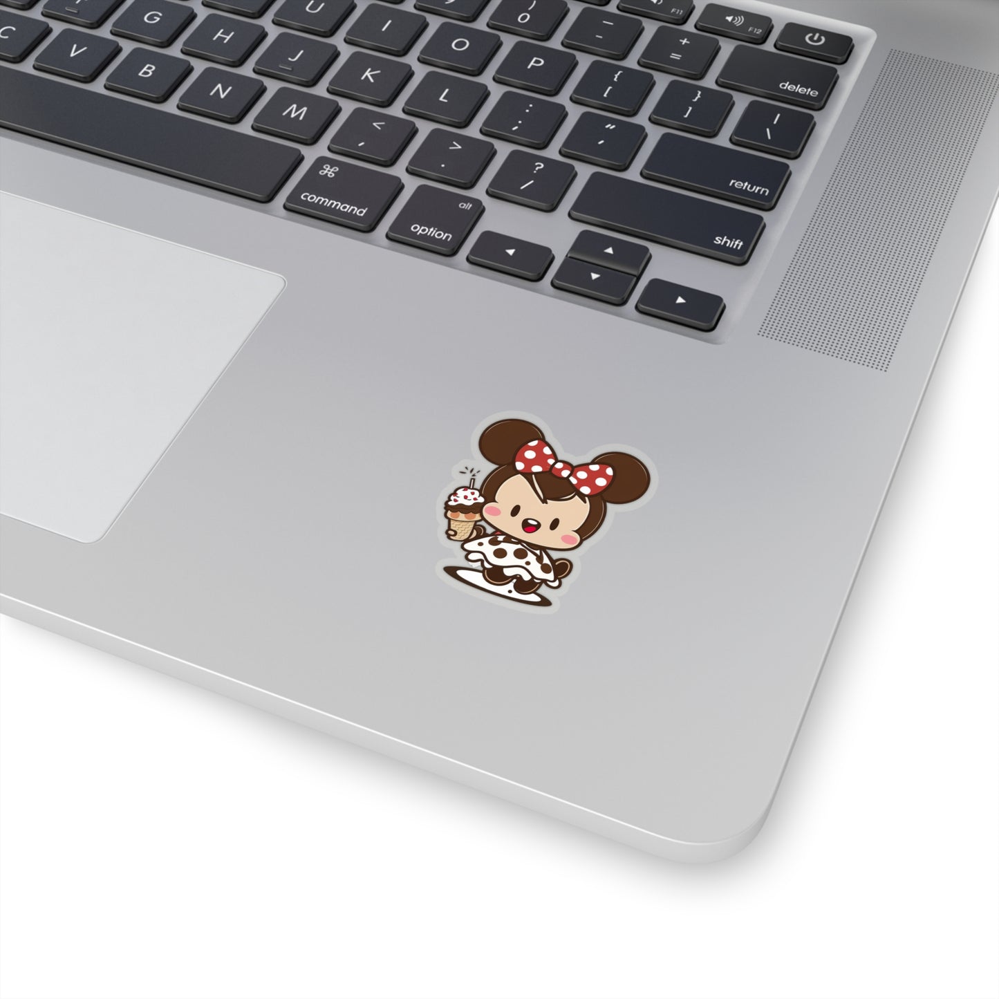 Kawaii Little Girl Eating an Ice Cream with Minnie Style Sticker - Add Some Adorable and Sweet Style to Your Tech