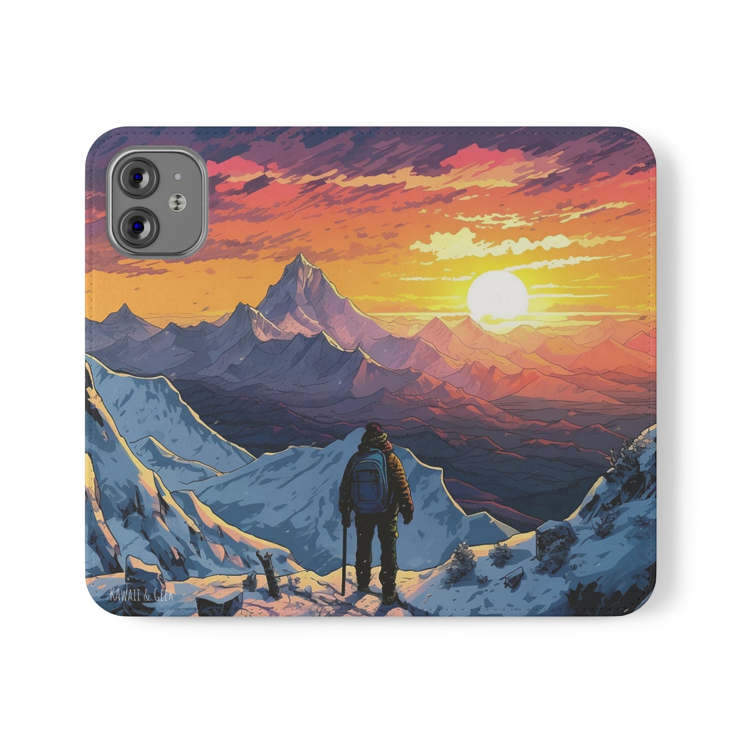 Snowy Mountain Landscape Sunset Flip Phone Case - Embrace the Beauty of Nature on Your Device