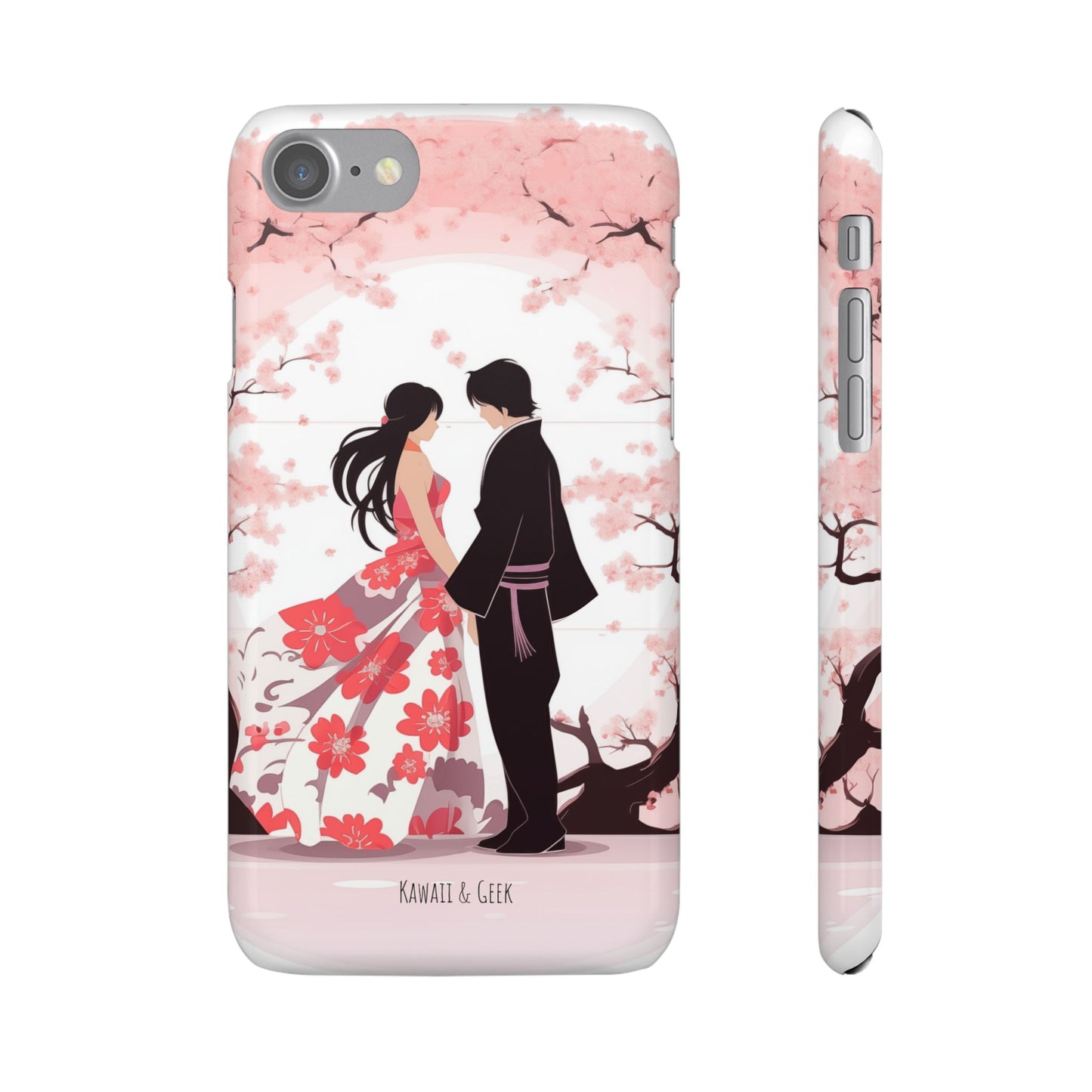 Japanese Blossom Love Premium Phone Case - Valentine's Cherry Tree Design