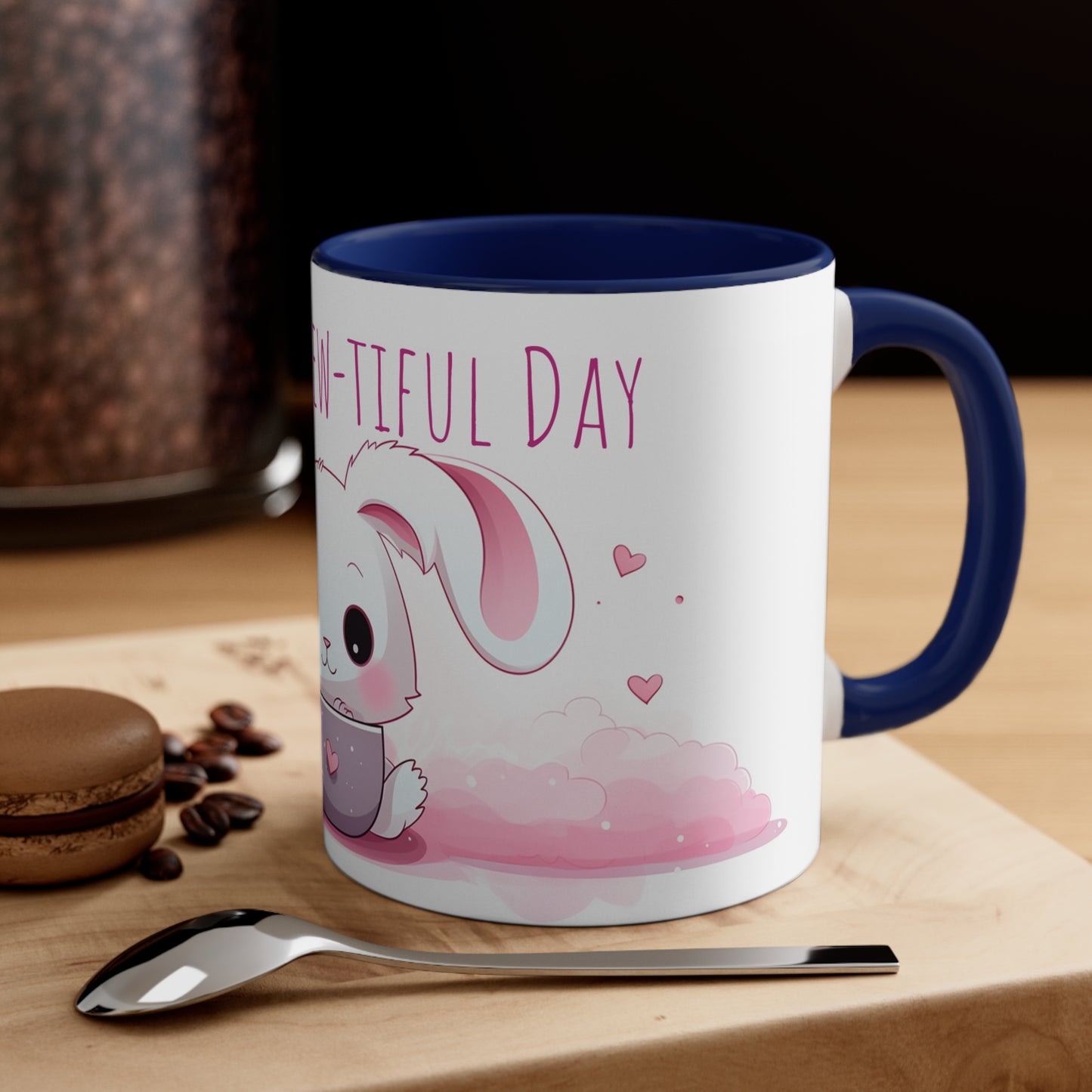 Kawaii Bunny Coffee Mug : "Hoppy Brew-tiful Day"