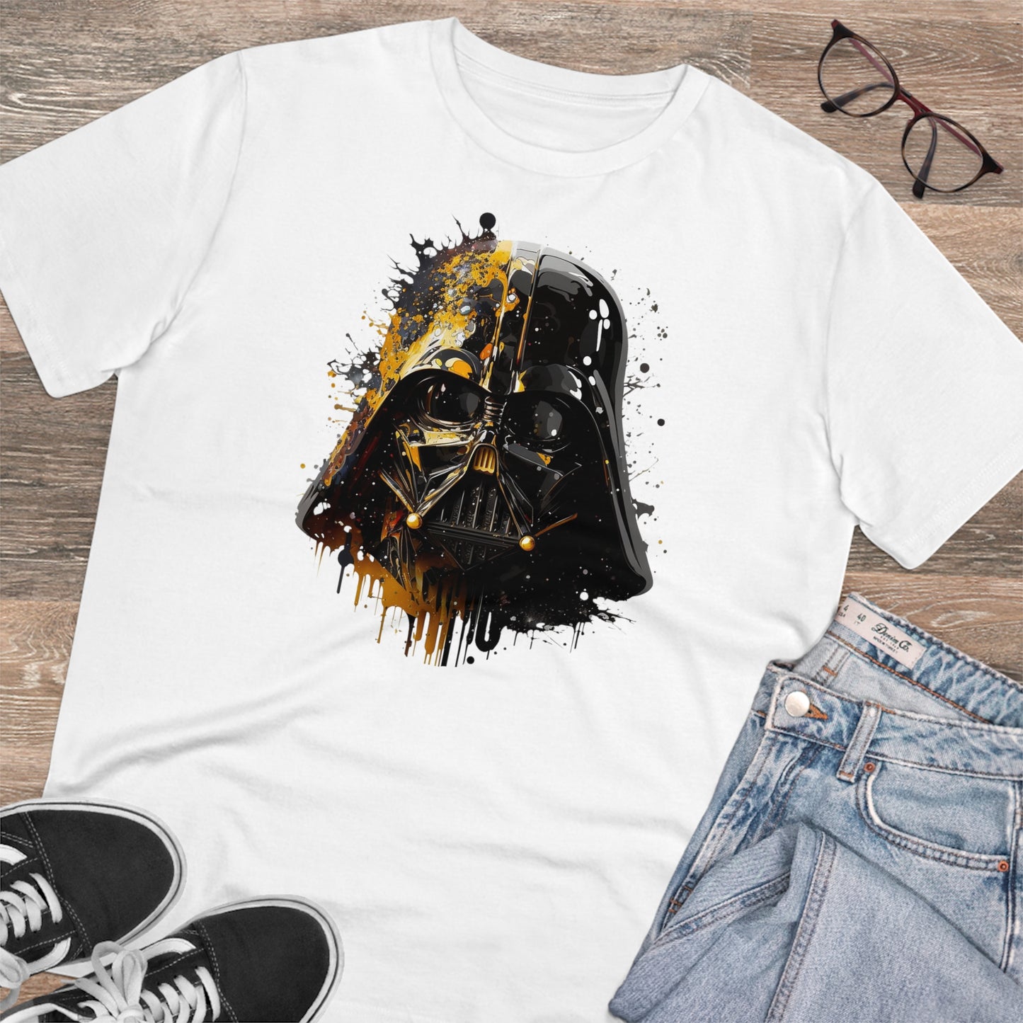 Darth Vader in Watercolor Style Eco-Friendly Unisex T-Shirt - Add Some Artistic and Sustainable Style to Your Wardrobe
