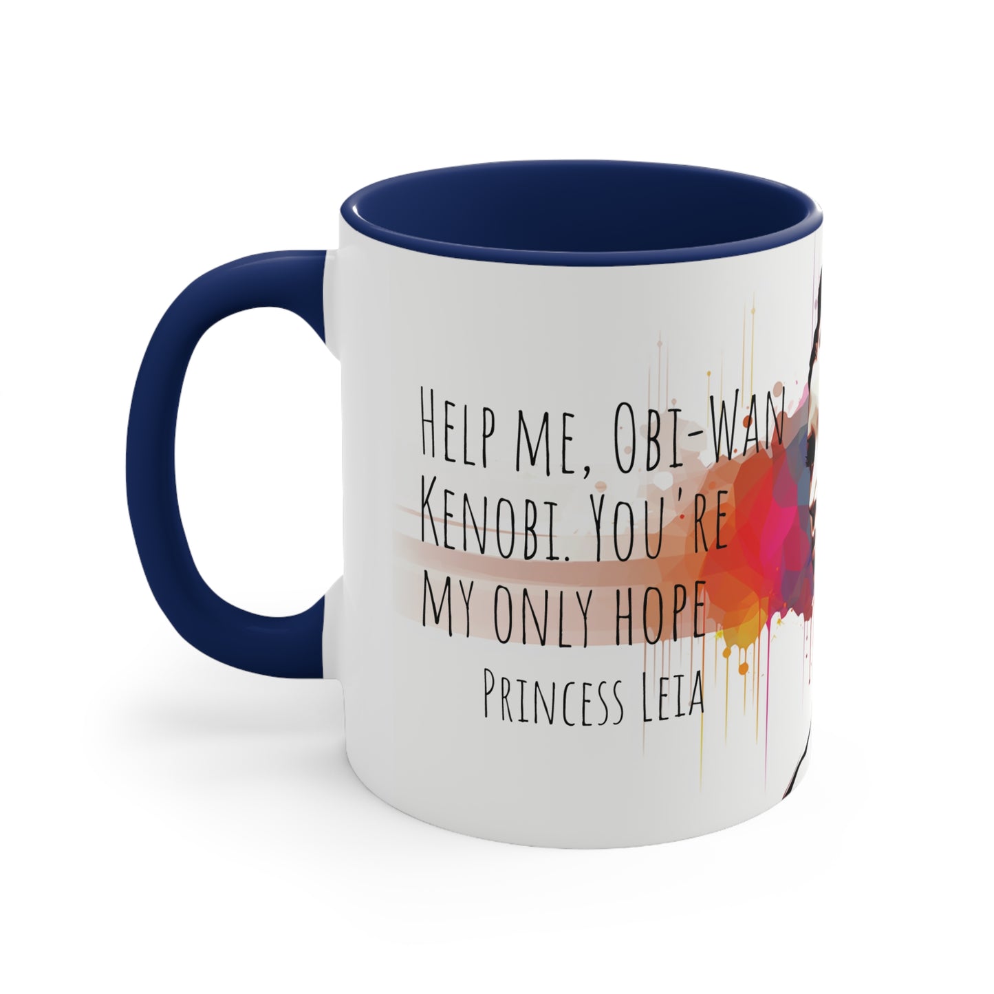 Princess Leia Geometric Bicolor Mug - A Beacon of Hope: Help Me, Obi-Wan Kenobi - Star Wars