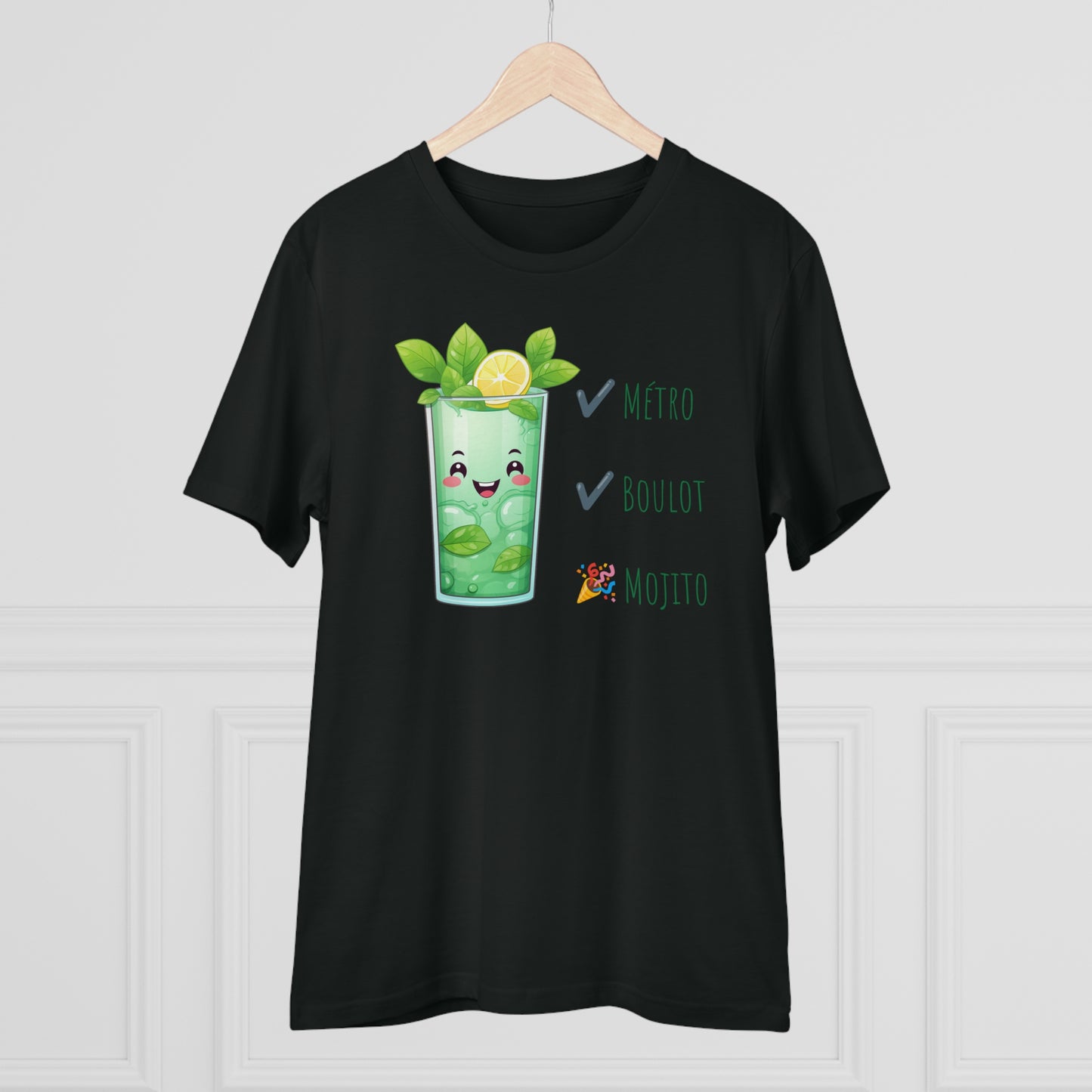Métro, Boulot, Mojito T-Shirt - Cute Smiling Mojito Glass Design