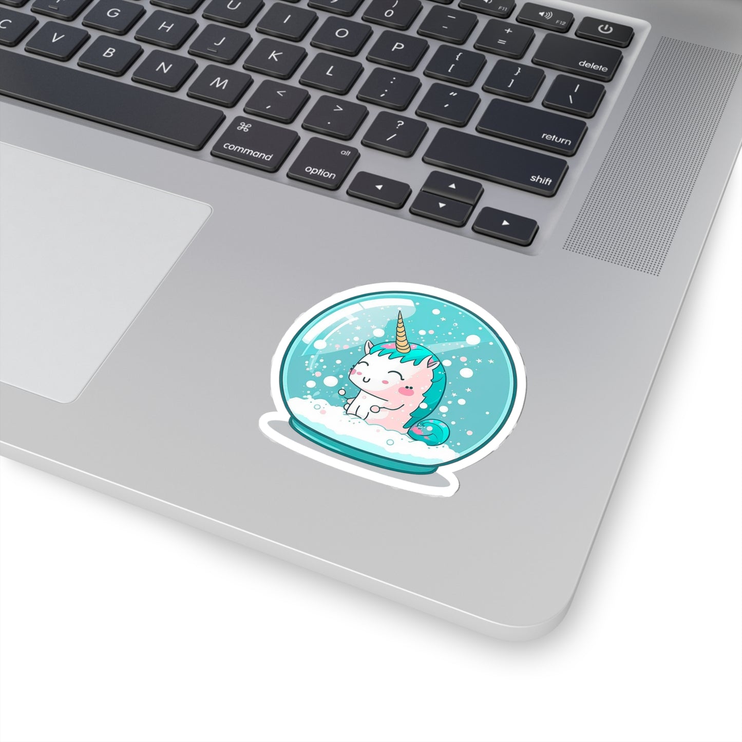 Kawaii Unicorn in Snowball Sticker - Add Some Cute and Whimsical Style to Your Tech