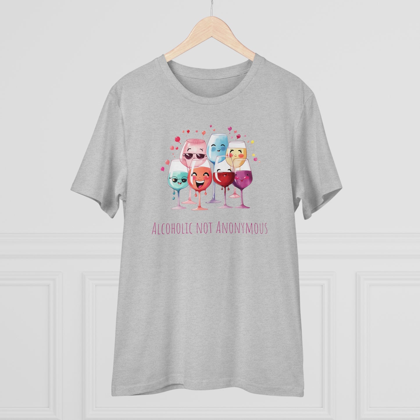 Eco-Friendly 'Alcoholic Not Anonymous' T-Shirt - Kawaii Wine Party Design, Unisex