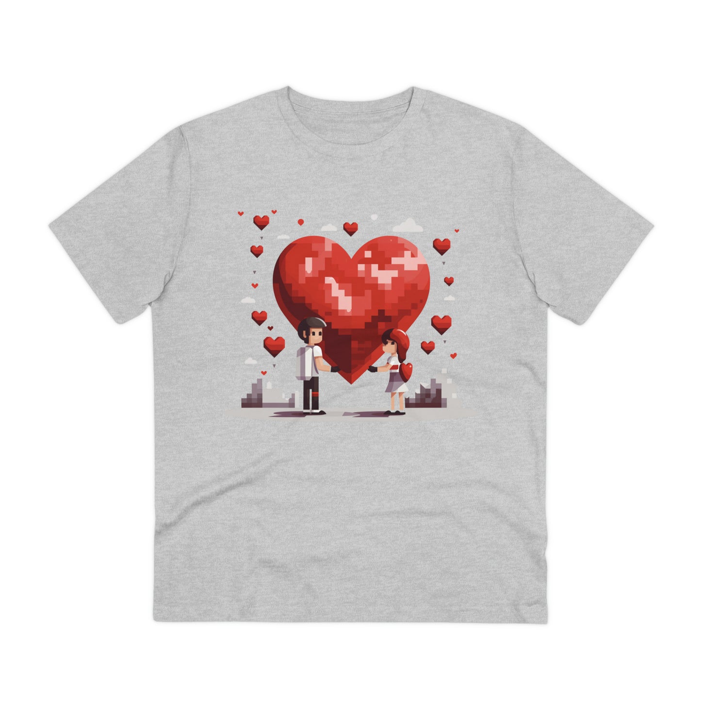 Pixel Love Eco Tee - Valentine's Day Pixel Heart Couple Shirt