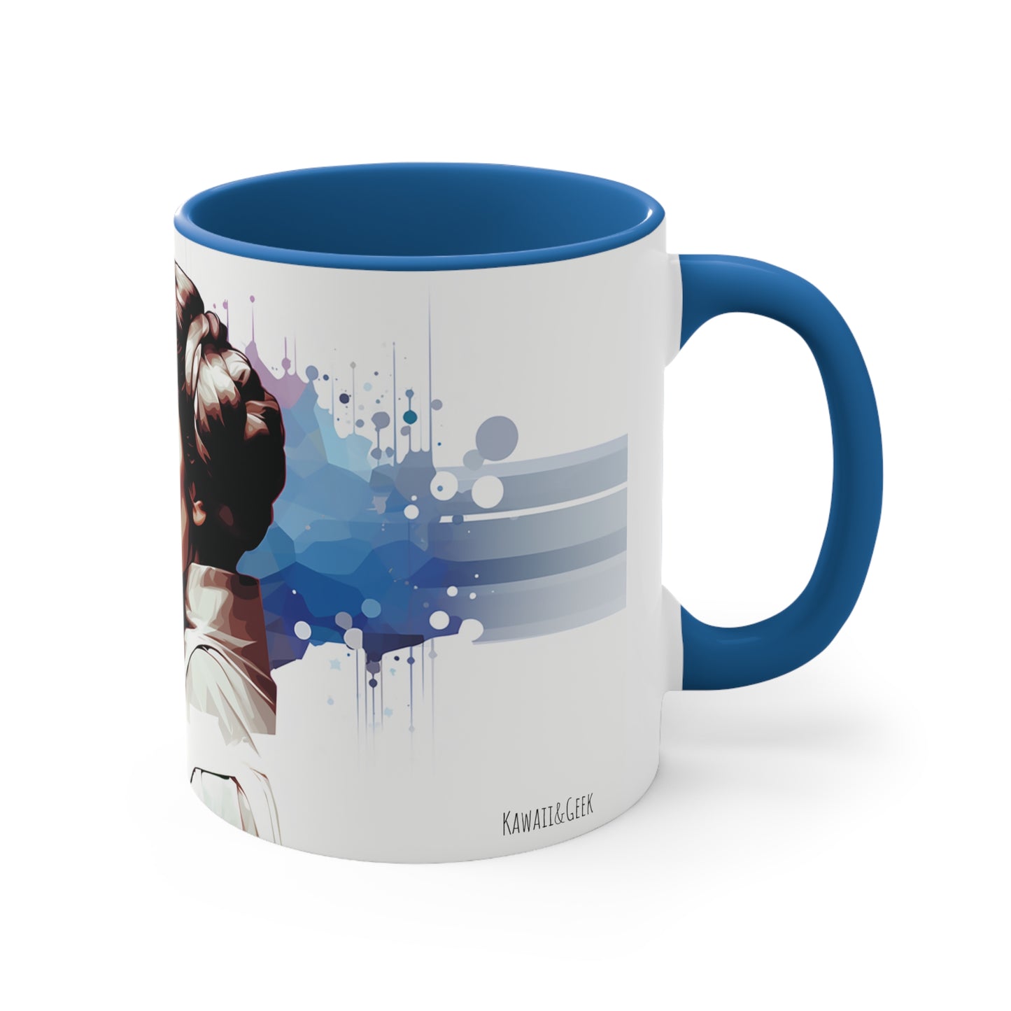 Princess Leia Geometric Bicolor Mug - A Beacon of Hope: Help Me, Obi-Wan Kenobi - Star Wars