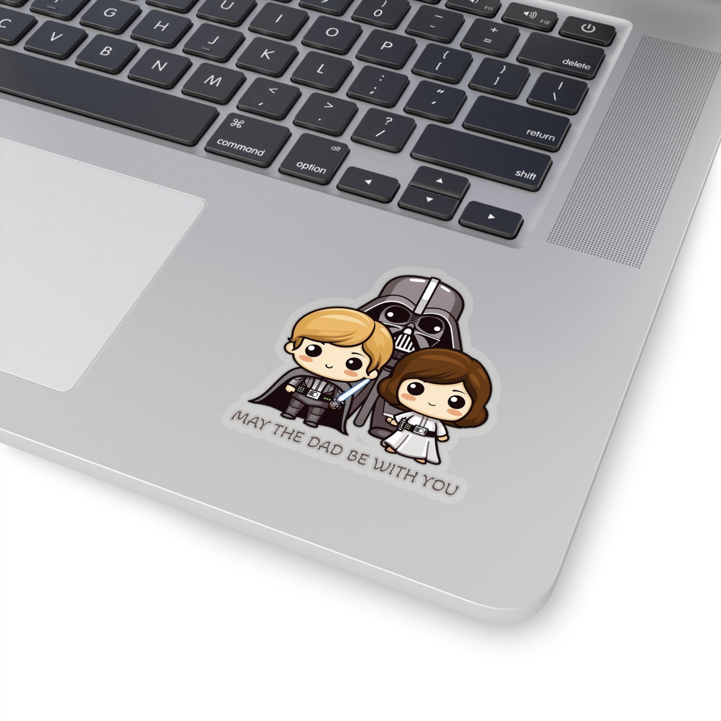 May the Dad Be with You - Father's Day Sticker - Celebrate with Cute Darth Vader and Kids Luke and Leia - Star Wars