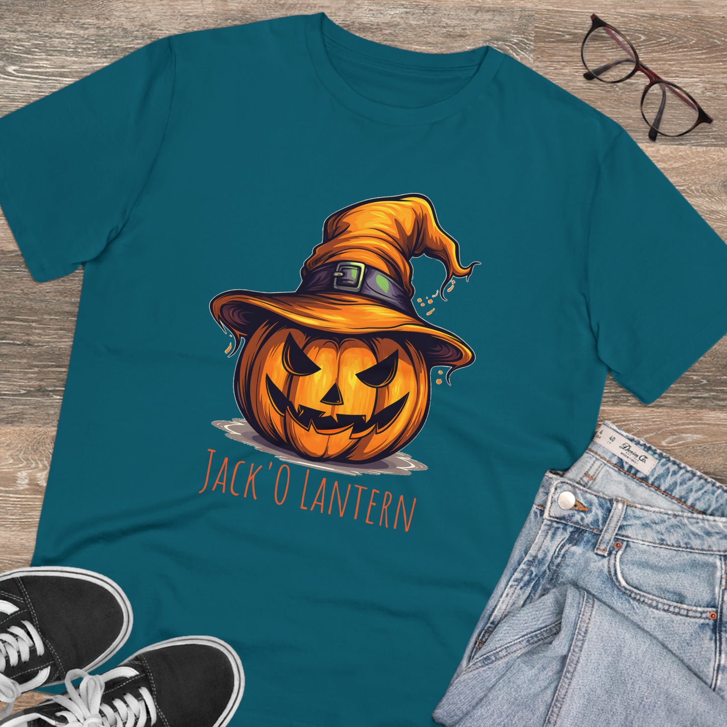 Eco-friendly Jack O Lantern Tee: Funny Pumpkin Halloween Sorcerer Edition