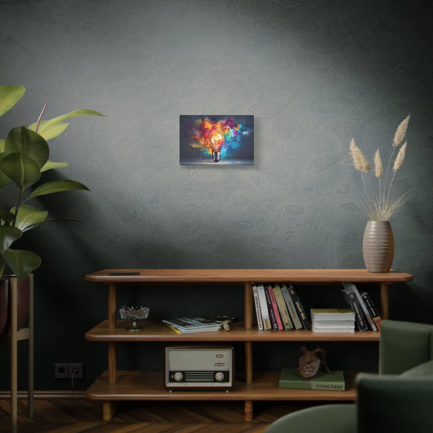 Innovative Lightbulb Explosion: Vibrant Paint Colors on Premium Cotton Canvas