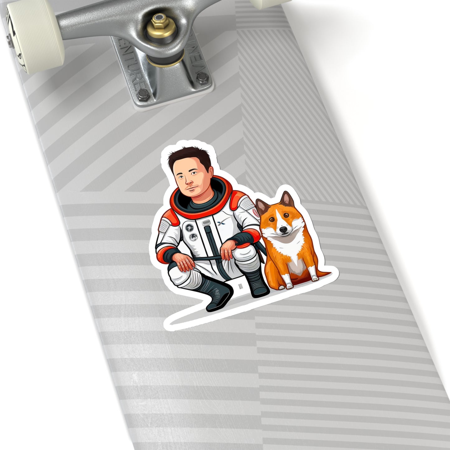 Elon Musk with Shiba Inu Sticker - Add Some Humor and Space to Your Tech