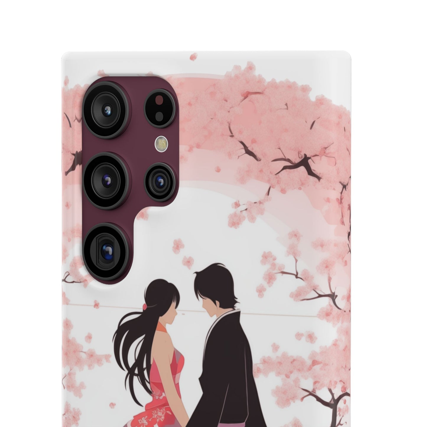 Japanese Blossom Love Premium Phone Case - Valentine's Cherry Tree Design
