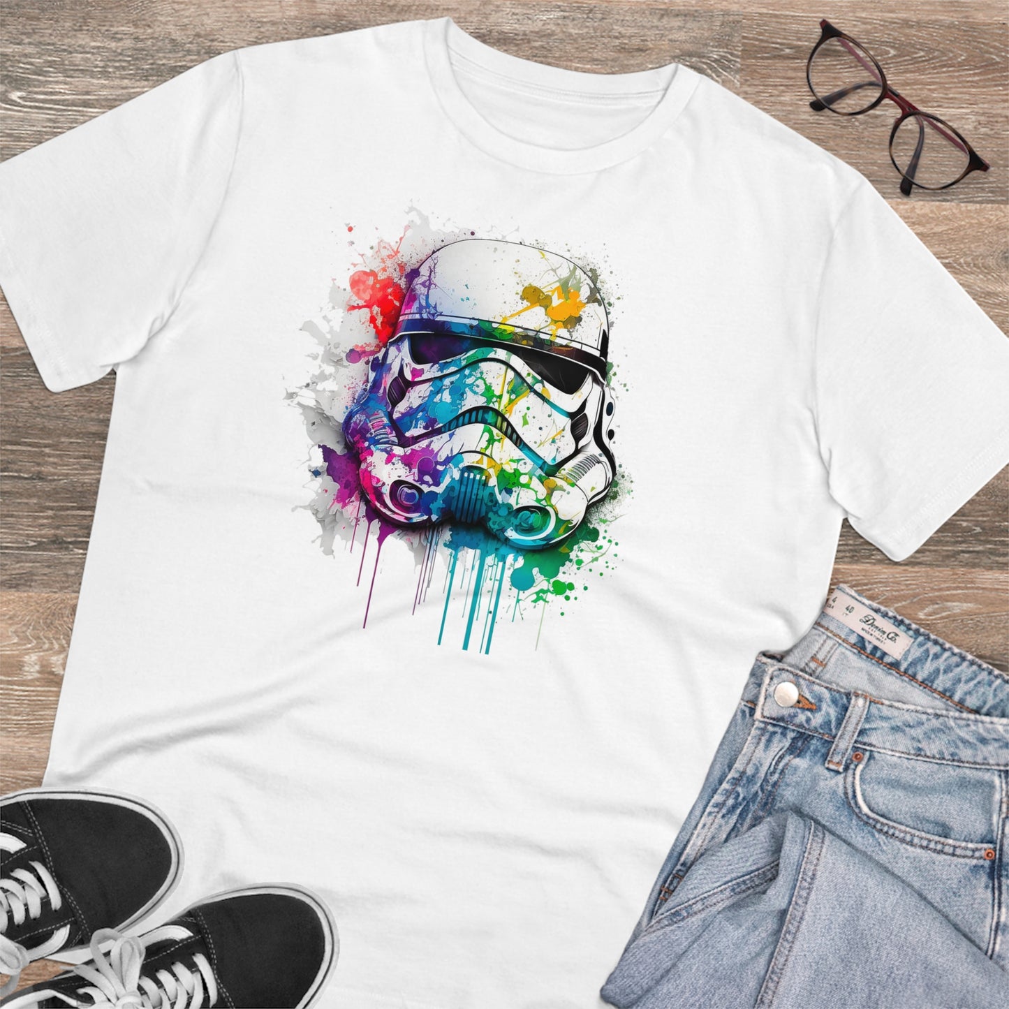 Storm Trooper in Watercolor Style Organic Unisex T-Shirt - Add Some Unique and Eco-Friendly Style to Your Wardrobe